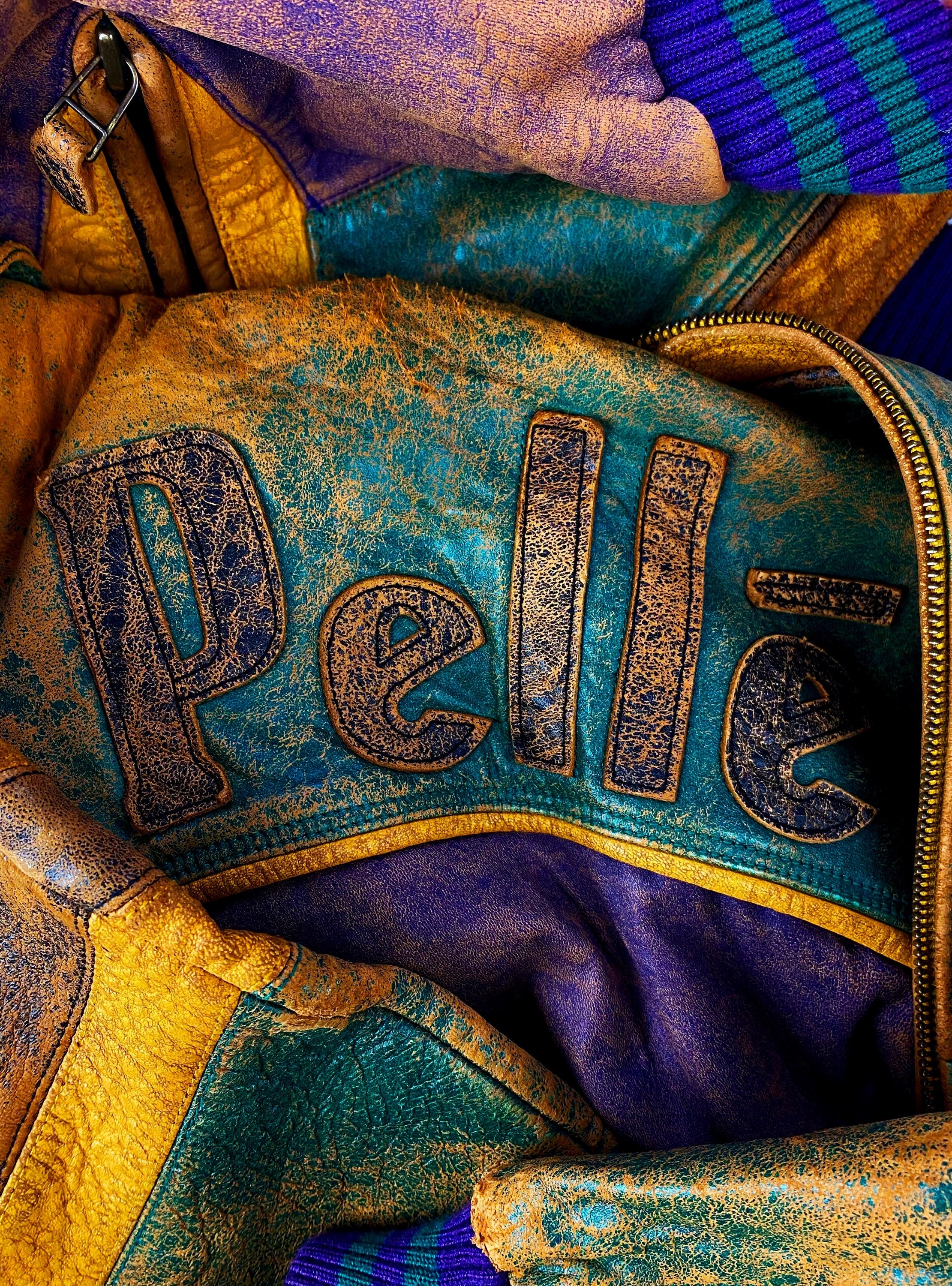 90s Pelle Pelle ‘Soda Club’ Patched Leather Star Bomber Jacket