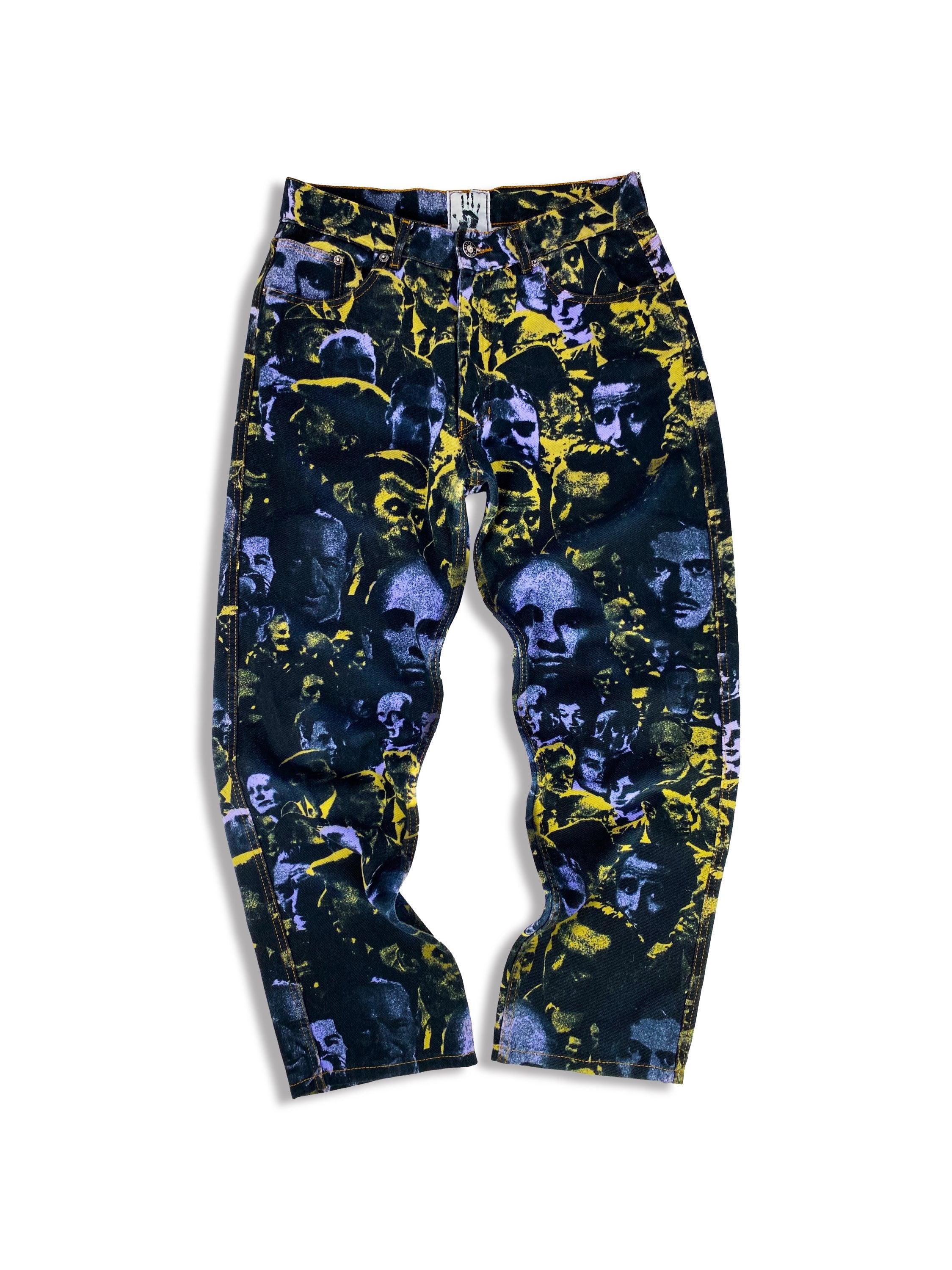 SS93 Jean Paul Gaultier ‘Faces’ Graphic Two Tone Denim