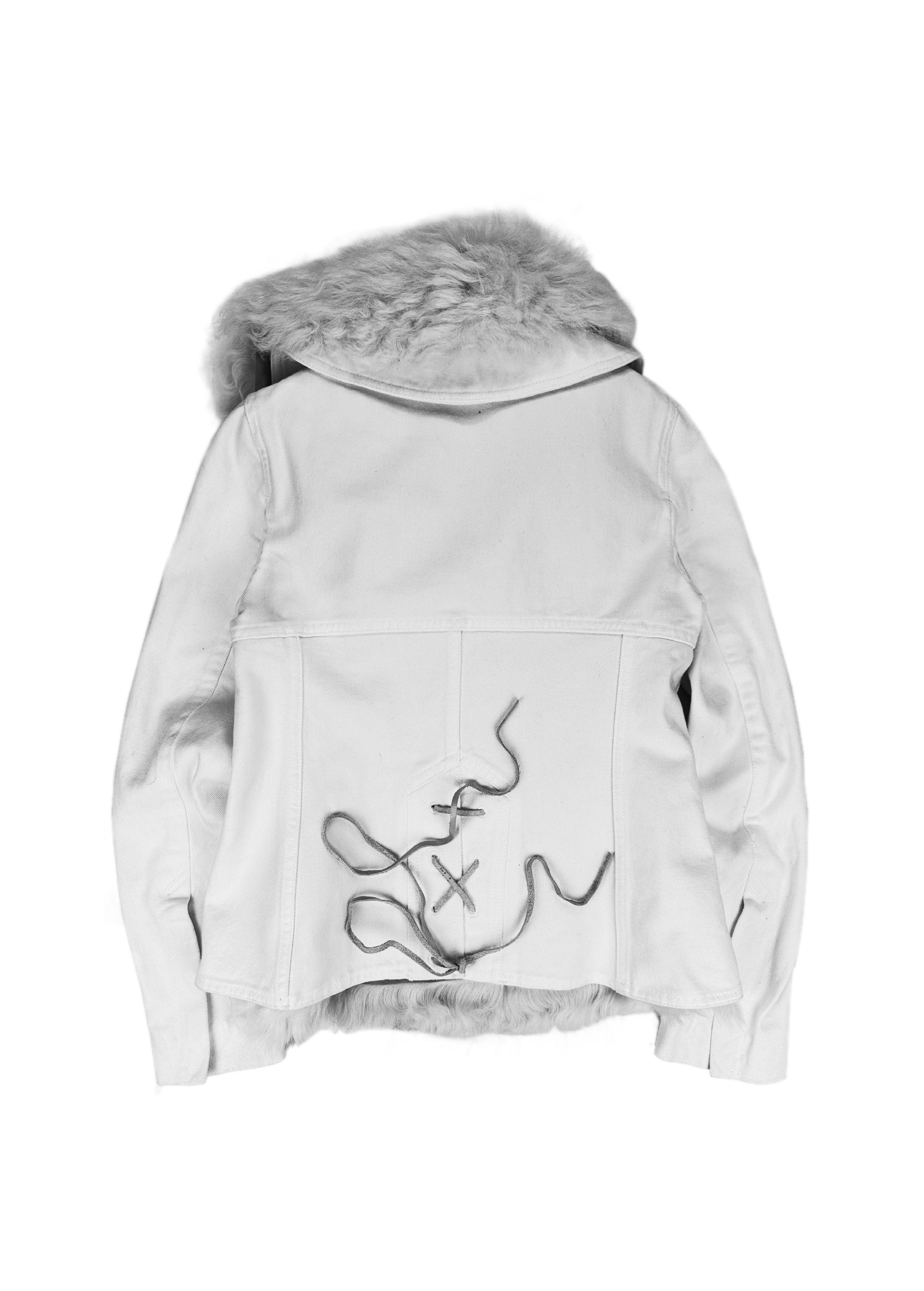 00s Gucci by Tom Ford ‘Removable Fur’ White Denim Jacket