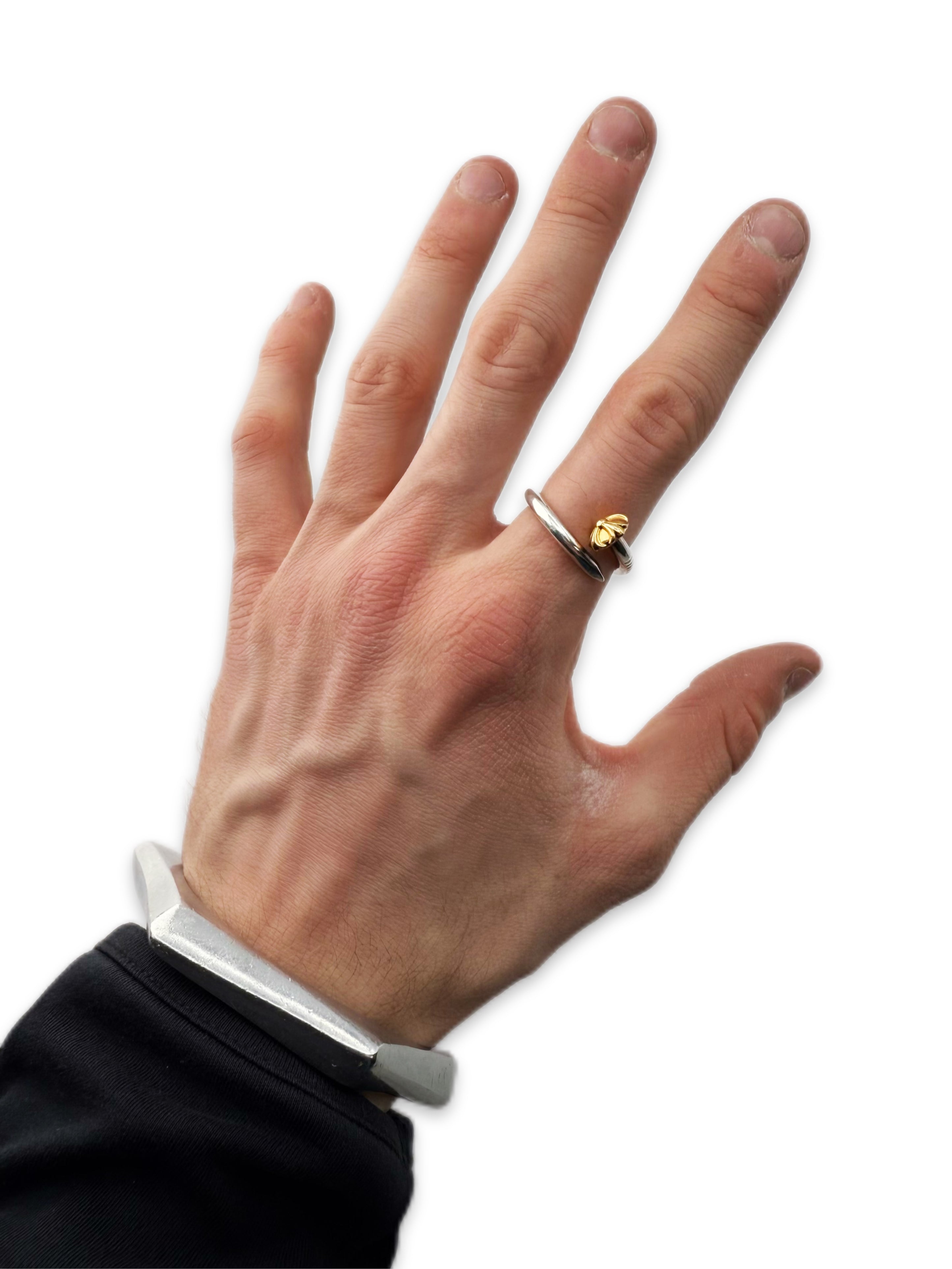 Chrome Hearts 22K Gold ‘Nail’ Silver Cross Ring