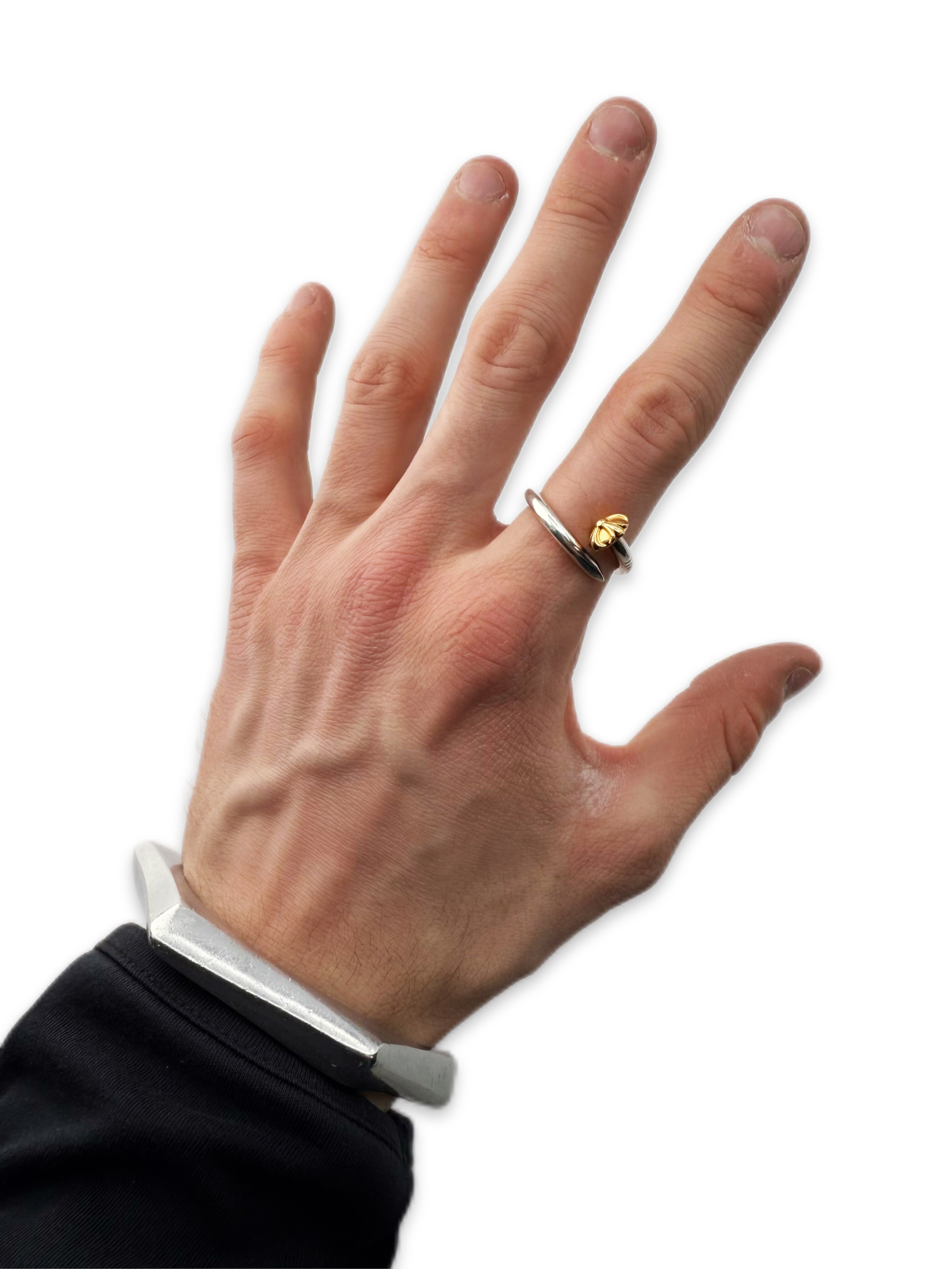 Chrome Hearts 22K Gold ‘Nail’ Silver Cross Ring