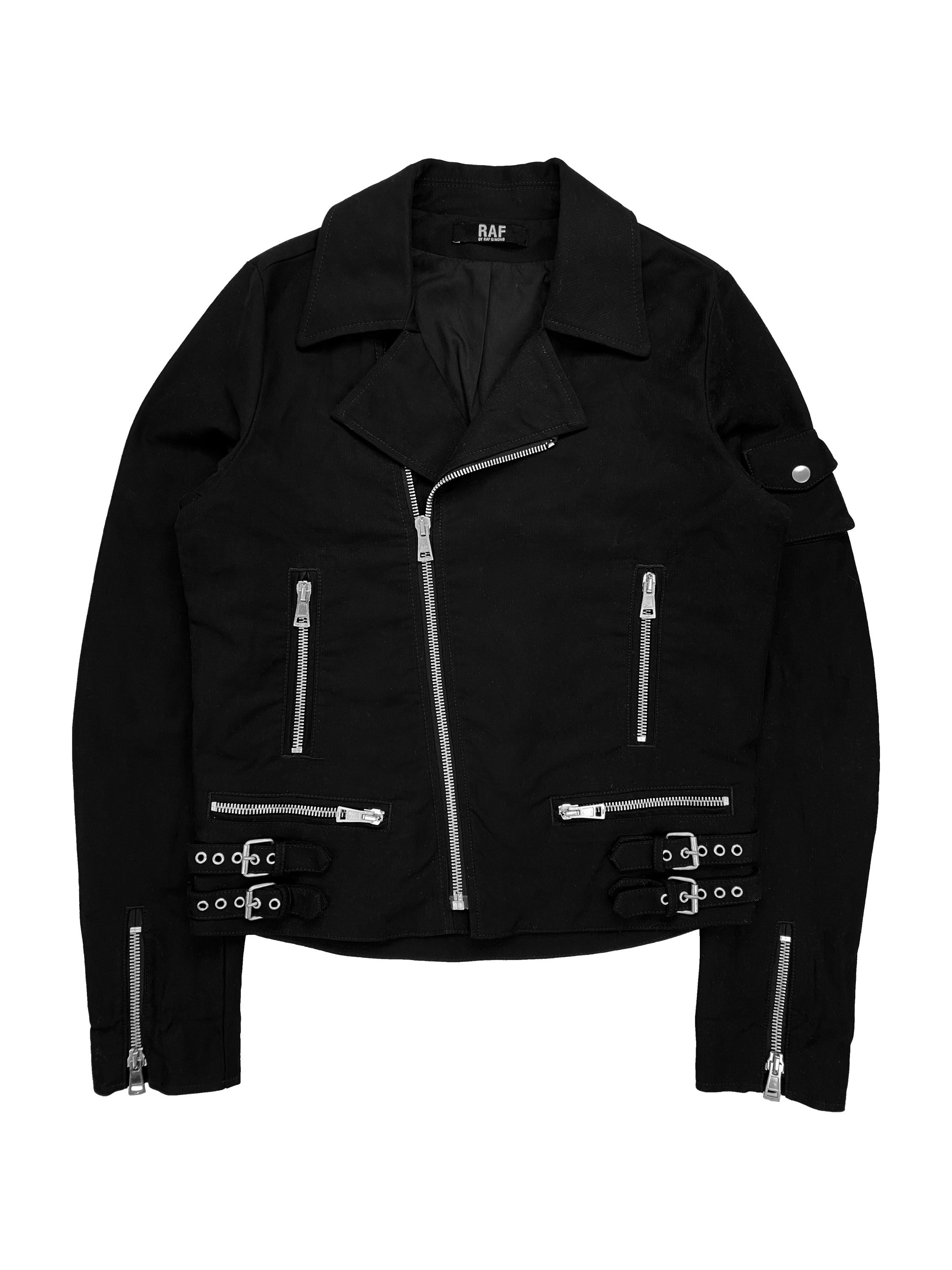 Raf by Raf Simons Asymmetric Belted Cargo Double Riders Jacket