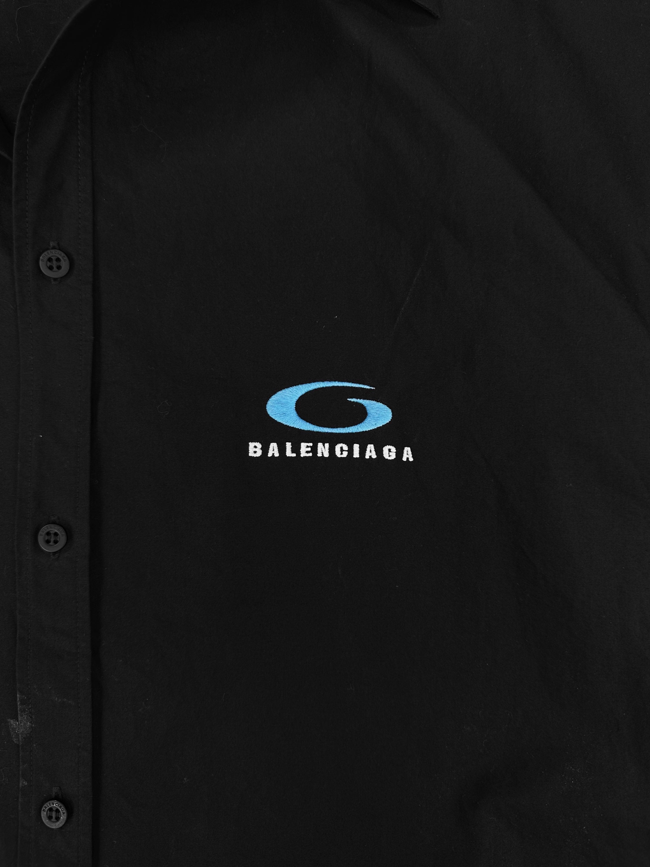 SS24 Balenciaga Embroidered ‘Swirl’ Logo Oversized Collared Shirt