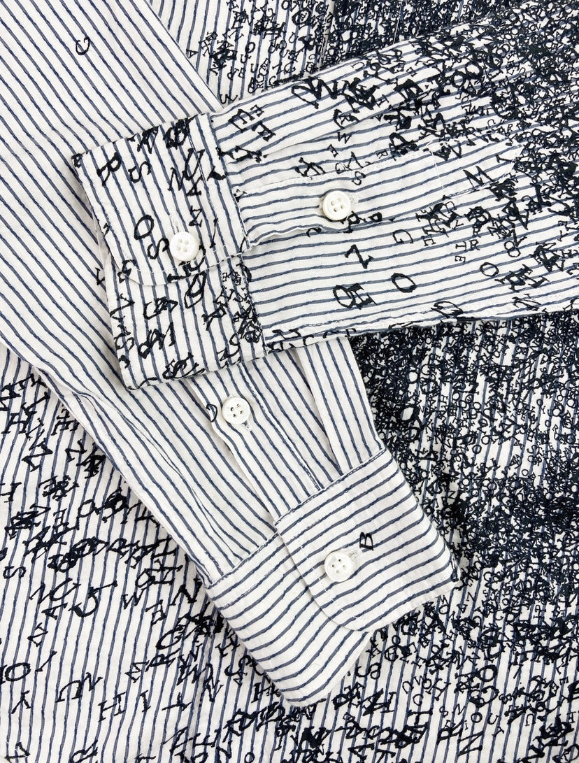Bottega Veneta Scattered Alphabet Pinstripe Button Up Shirt