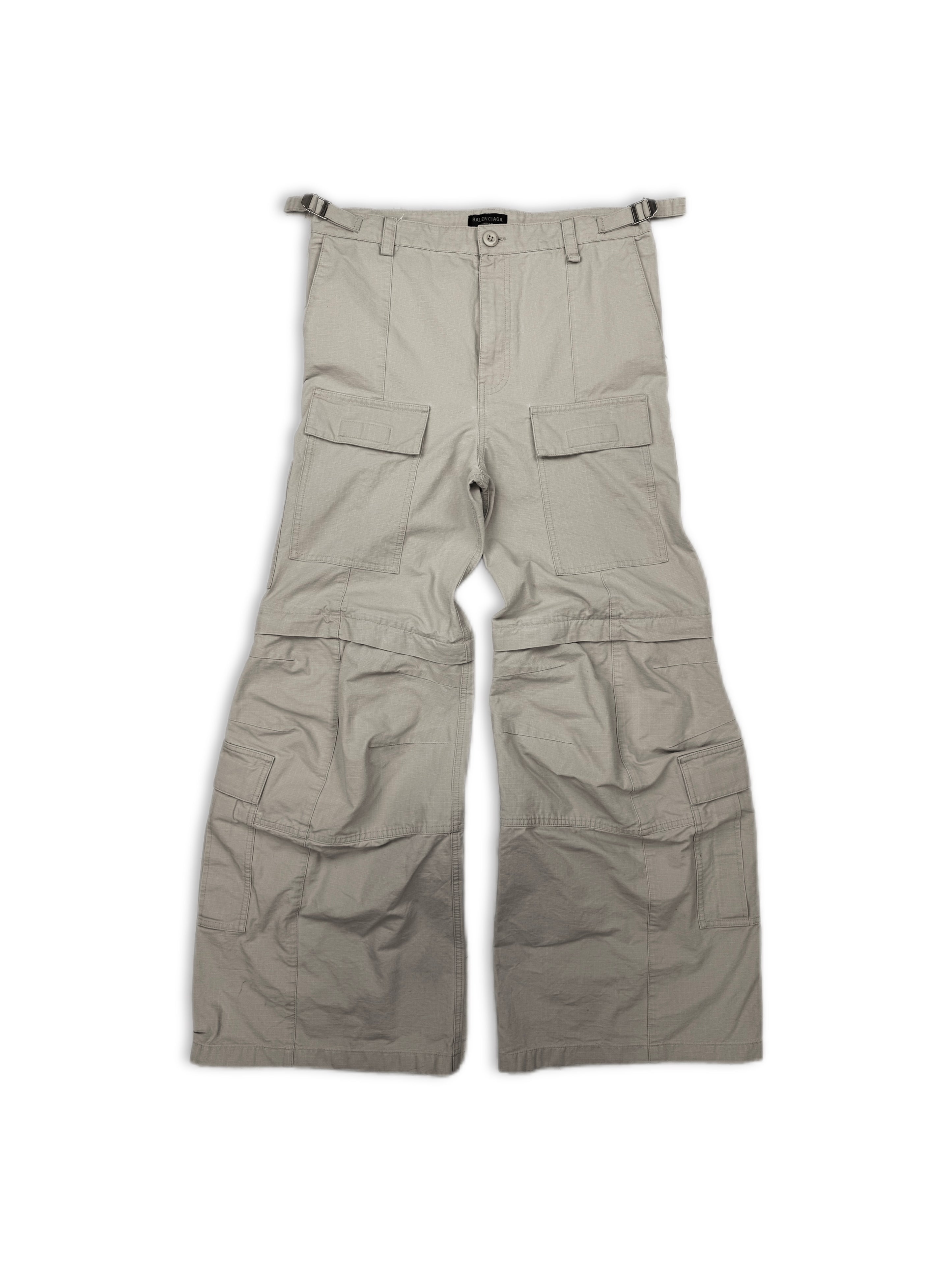 AW23 Balenciaga Flared Beige Multi Pocket Cargo Pants
