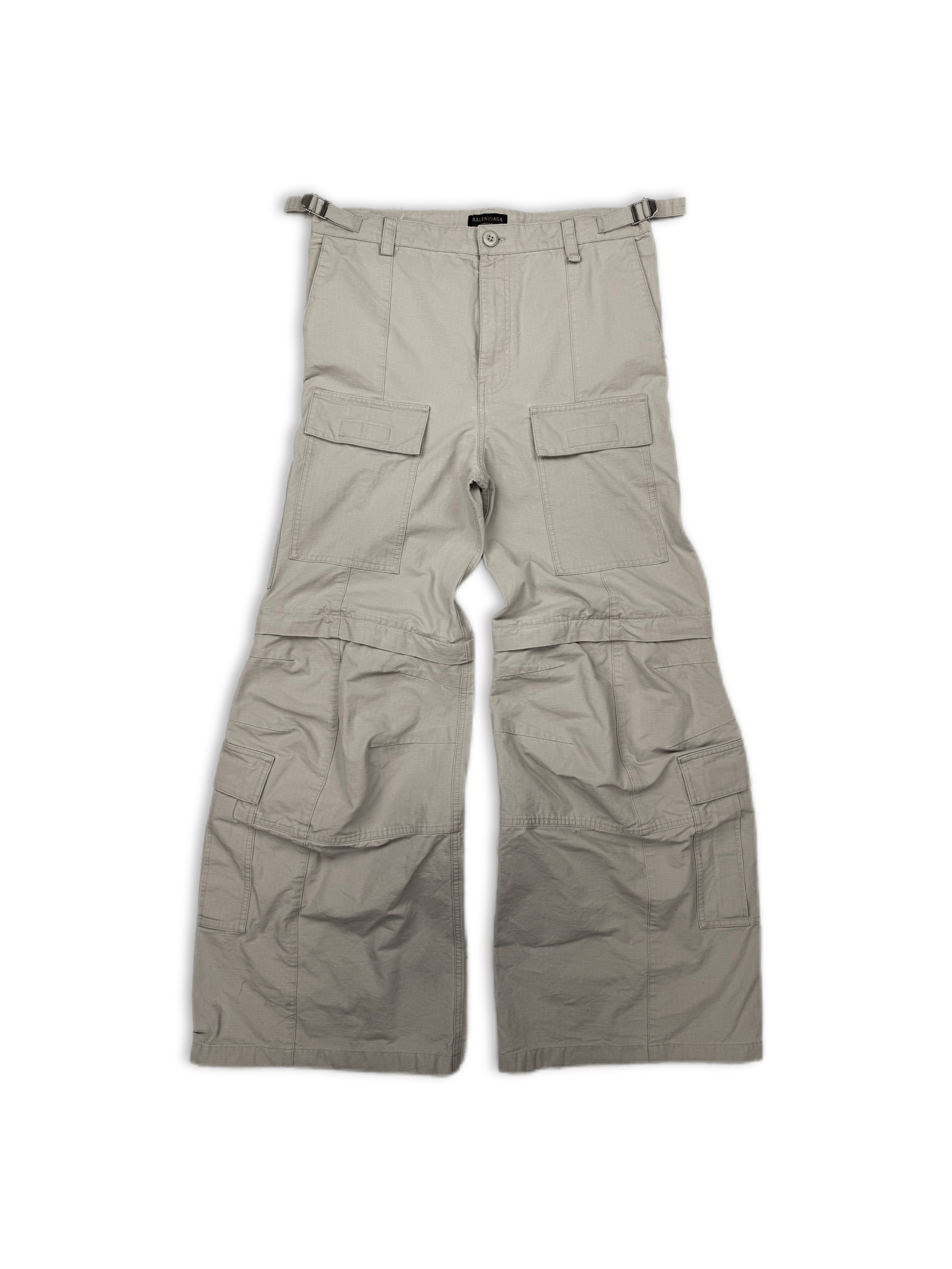 AW23 Balenciaga Flared Beige Multi Pocket Cargo Pants
