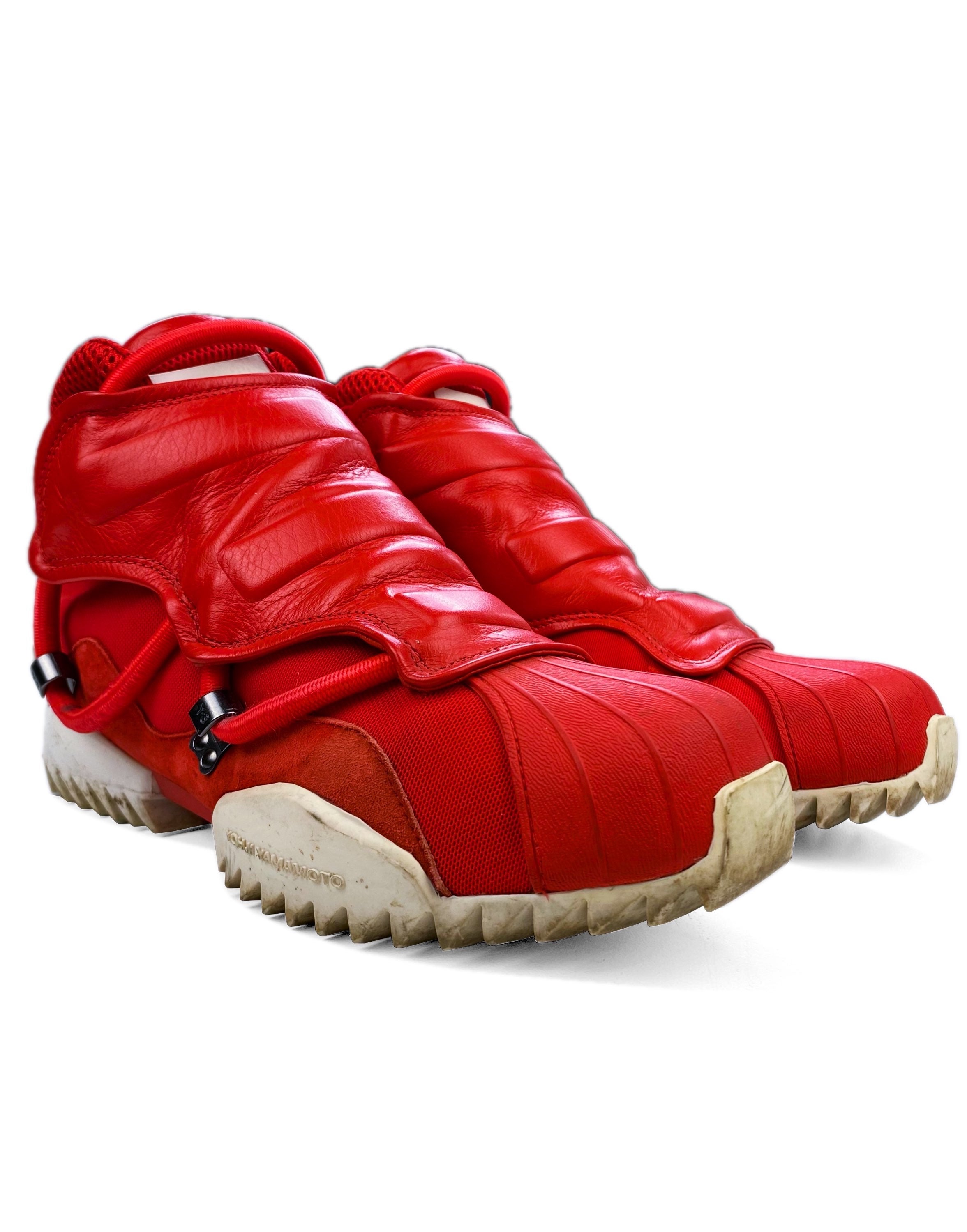 Yohji Yamamoto Y-3 Serrated Bungee Cord Cherry Red Hi-top Sneakers