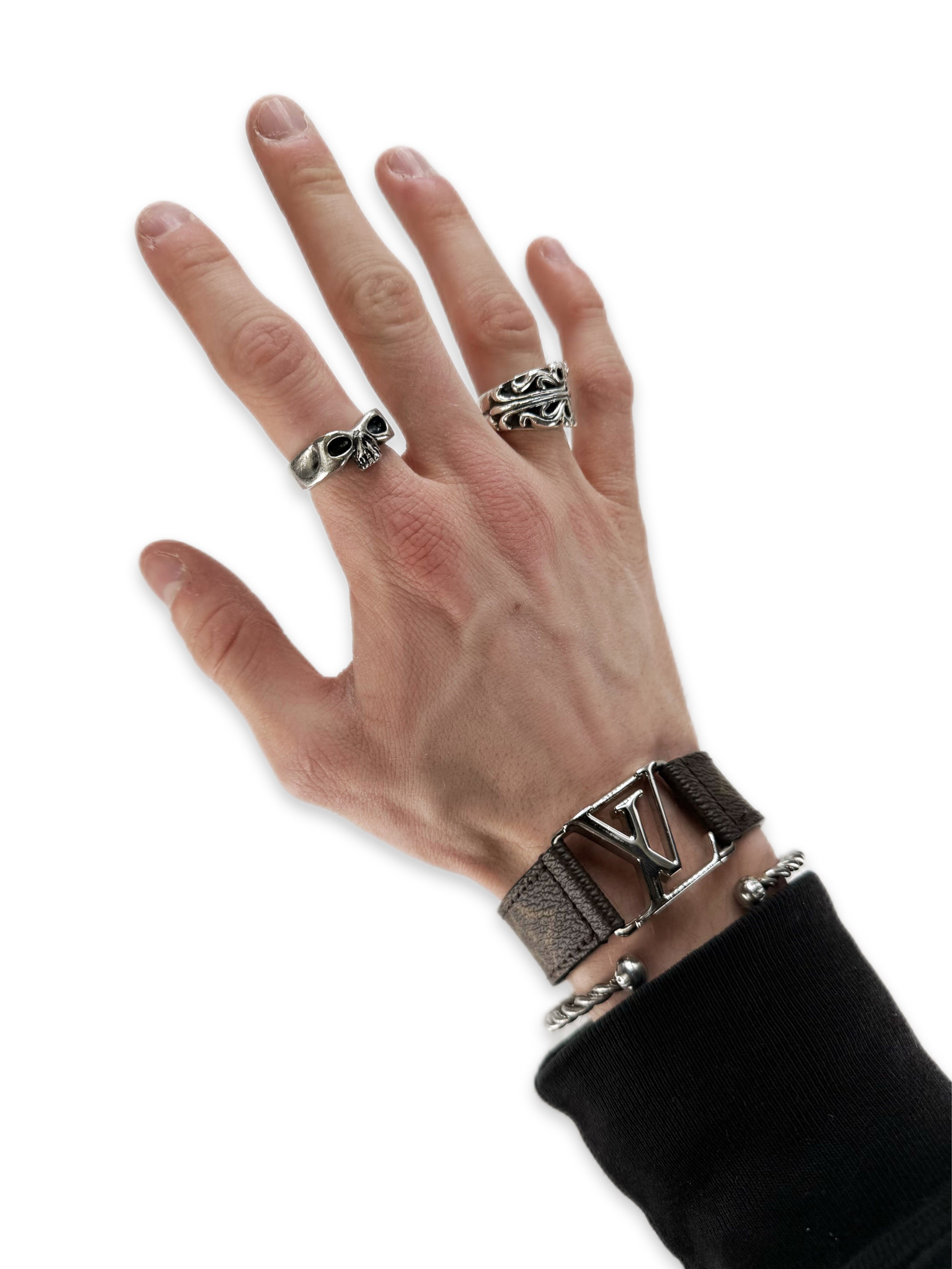 Louis Vuitton Monogram ‘LV’ Buckle Leather Bracelet