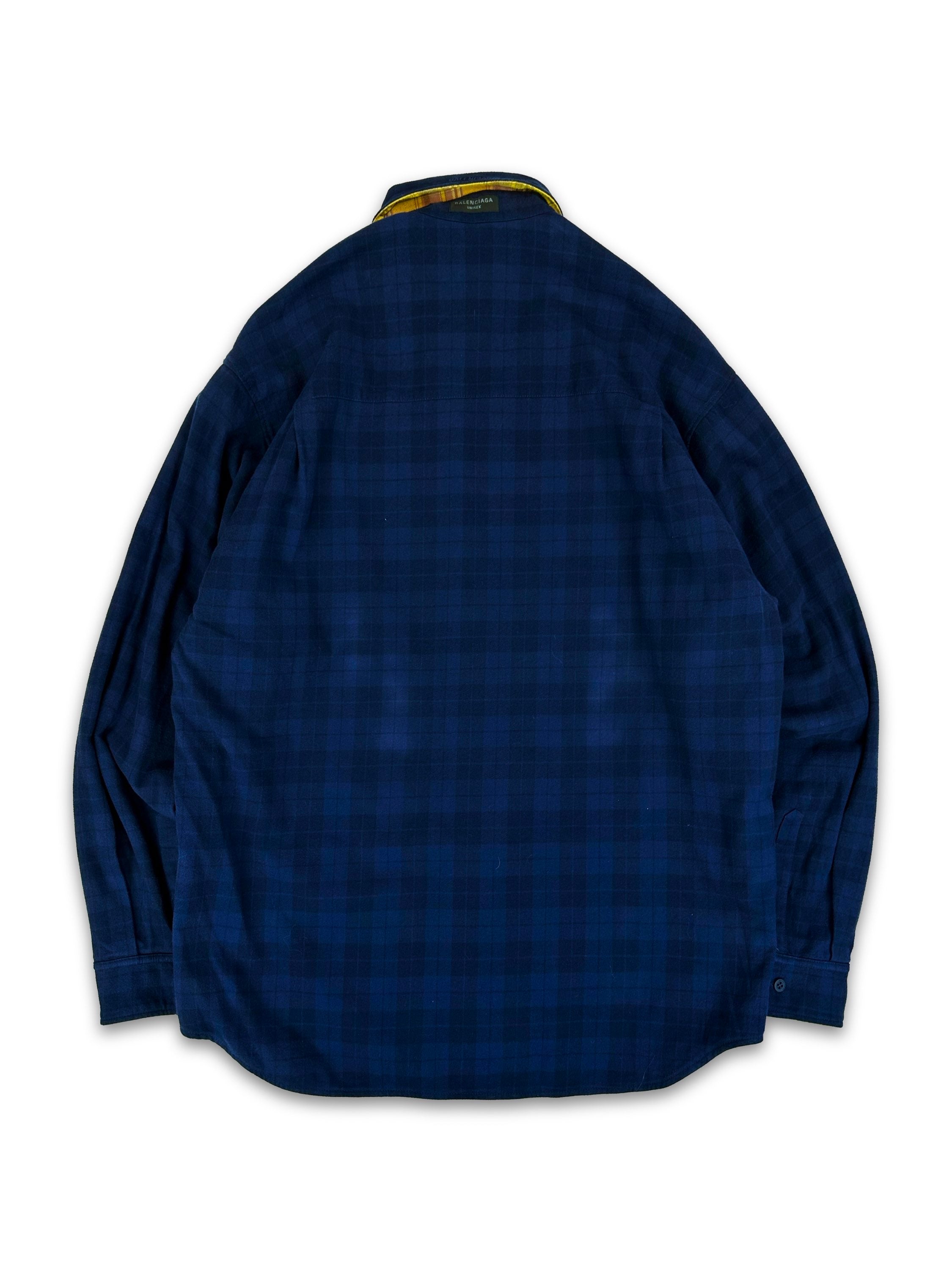 AW22 Balenciaga Reversible Oversized Yellow/Blue Plaid Flannel Jacket