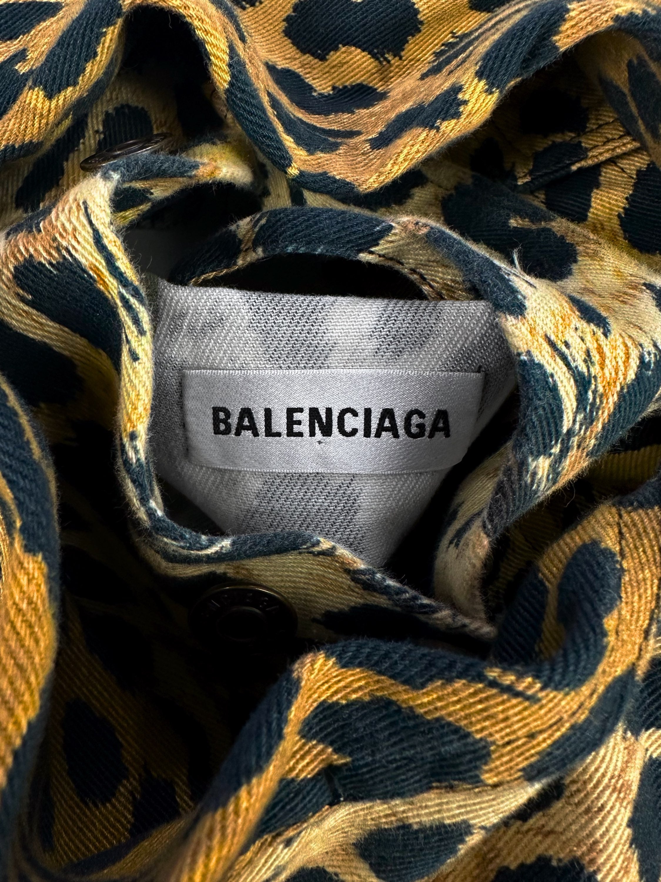 SS19 Balenciaga ‘Cheetah’ Print Oversized Denim Trucker Jacket