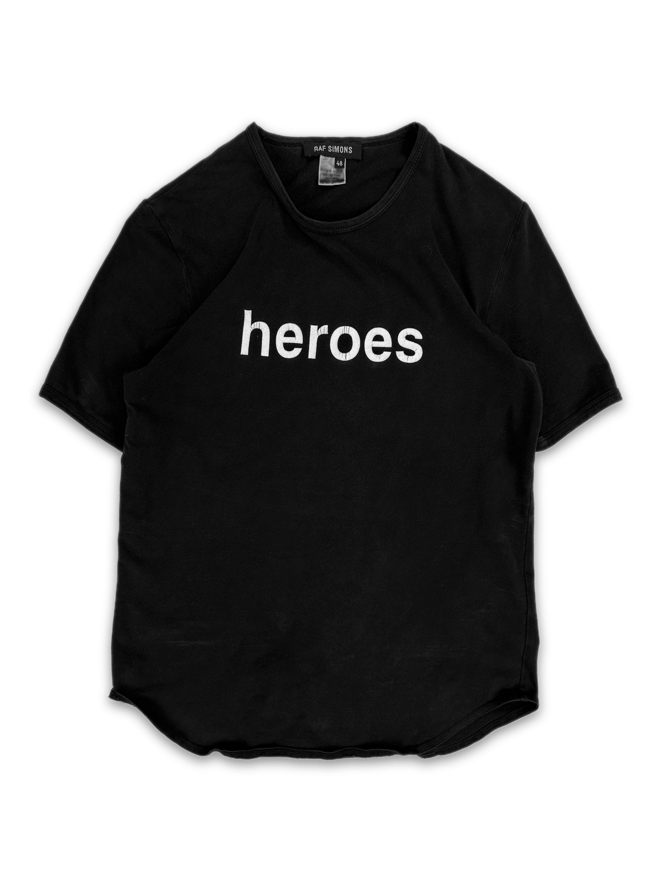 SS98 Raf Simons ‘Heroes’ David Bowie Black Slogan T-Shirt