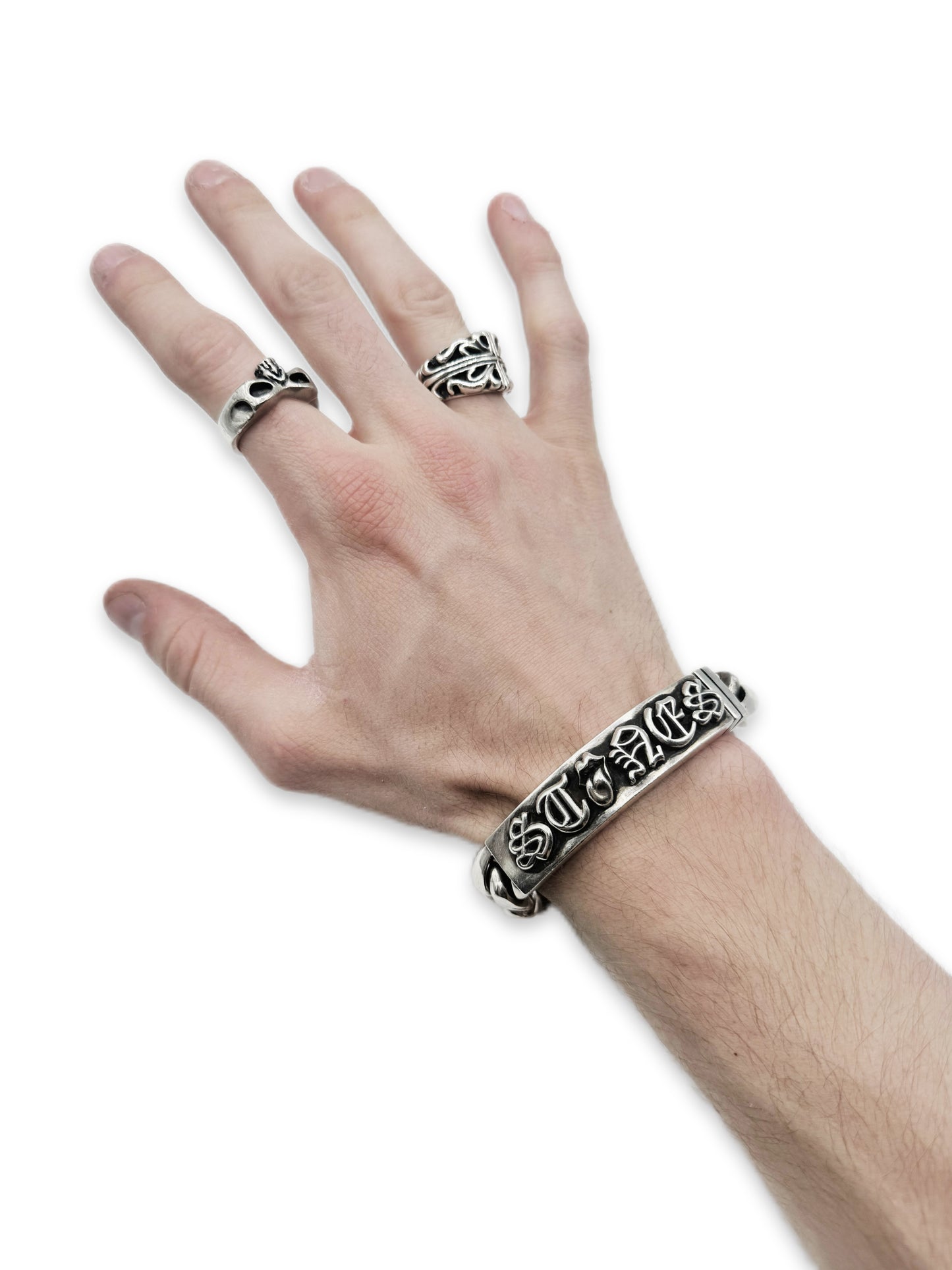 Chrome Hearts Rolling Stones ID Tongue & Lips .925 Cuban Link Bracelet