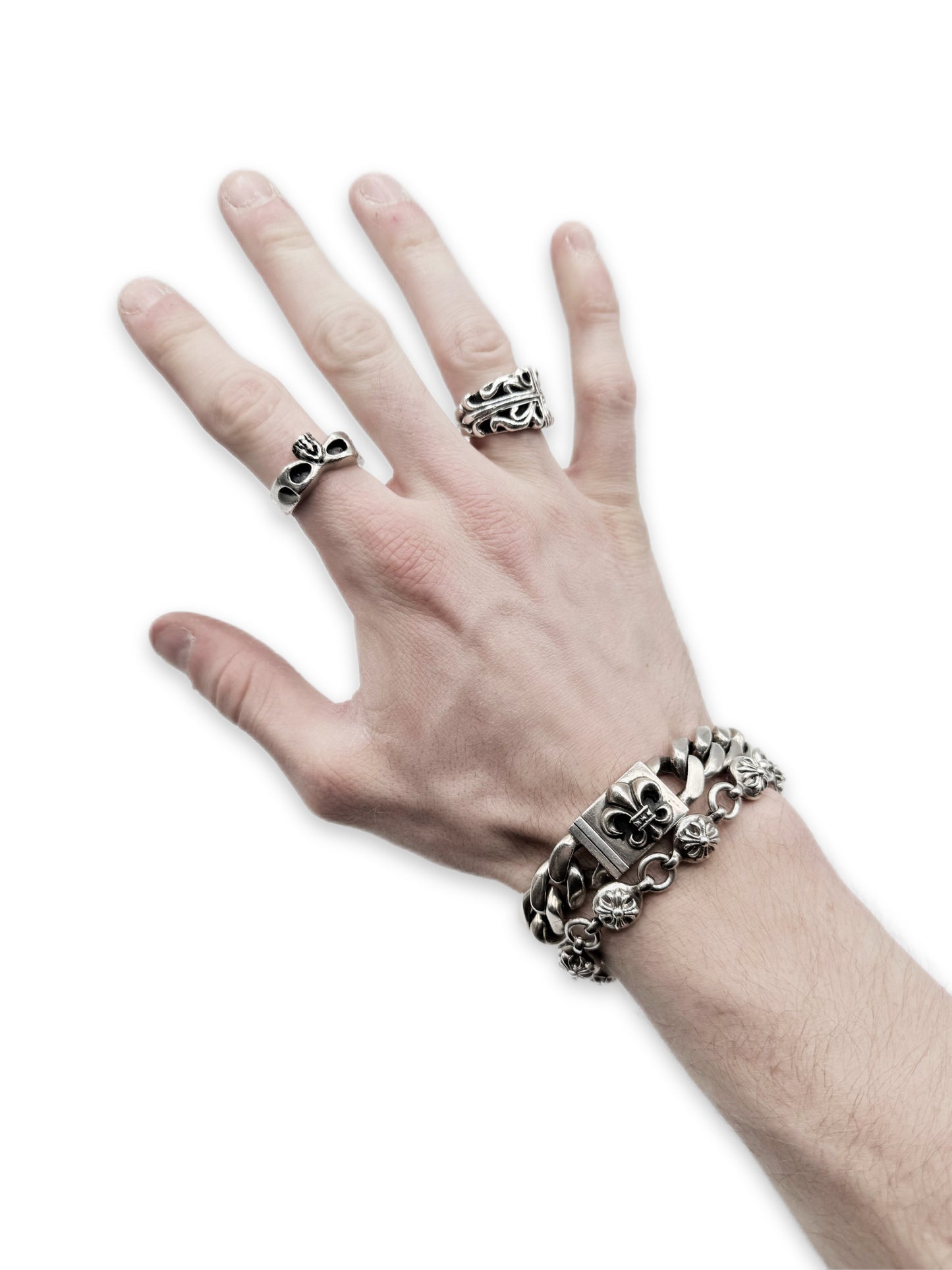 Chrome Hearts Fleur de Lis Box ID Cuban Link Bracelet