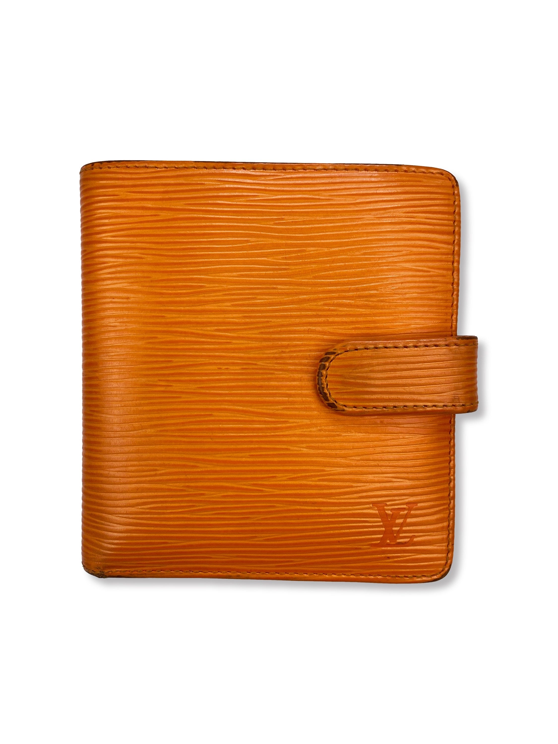 Louis Vuitton Orange Epi Button Clasp Embossed LV Wallet