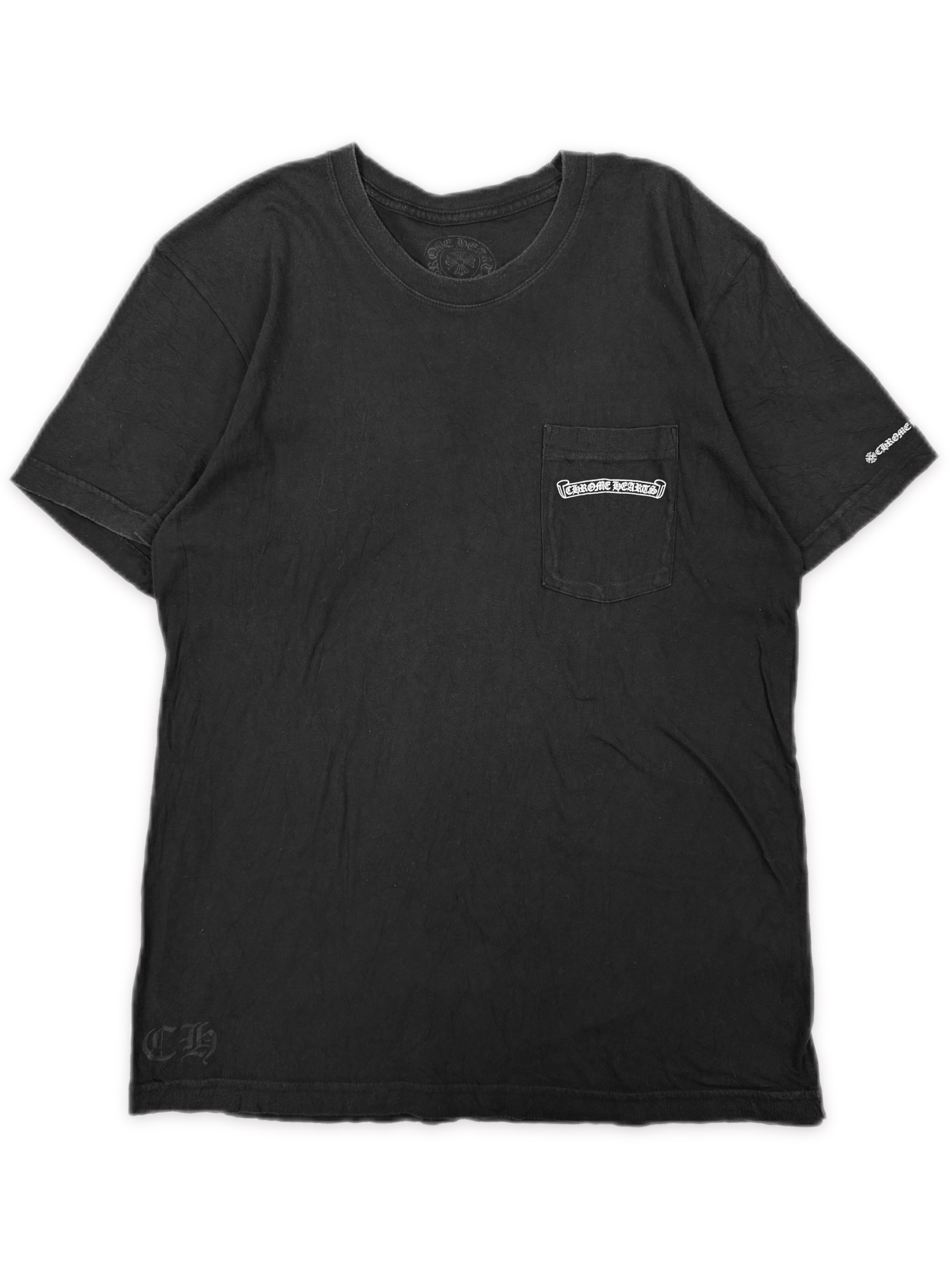 Chrome Hearts Scroll Logo Vintage Faded Pocket T-Shirt