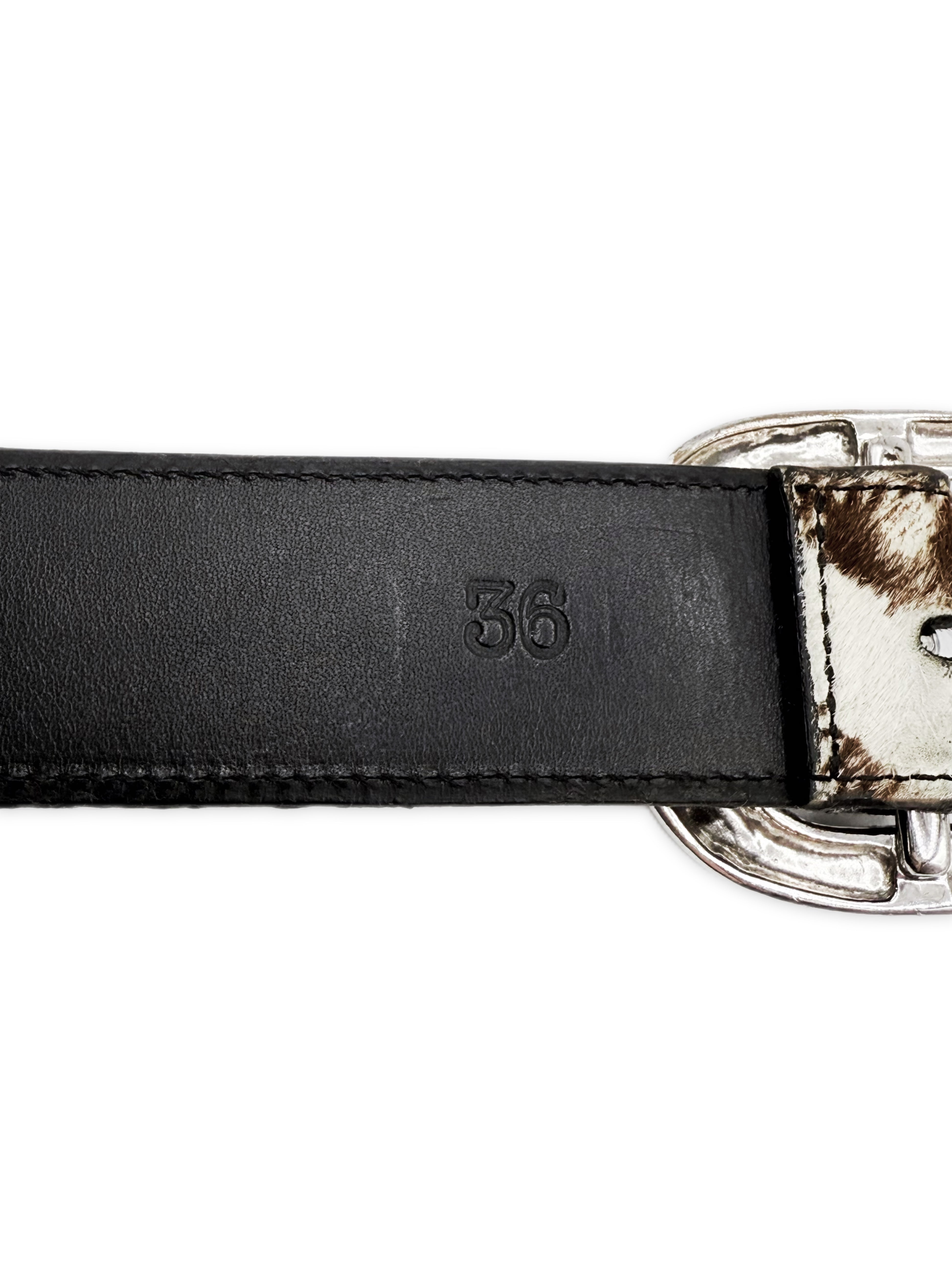 Chrome Hearts Zebra Pony Hair 2-Piece Leather Gunslinger Belt
