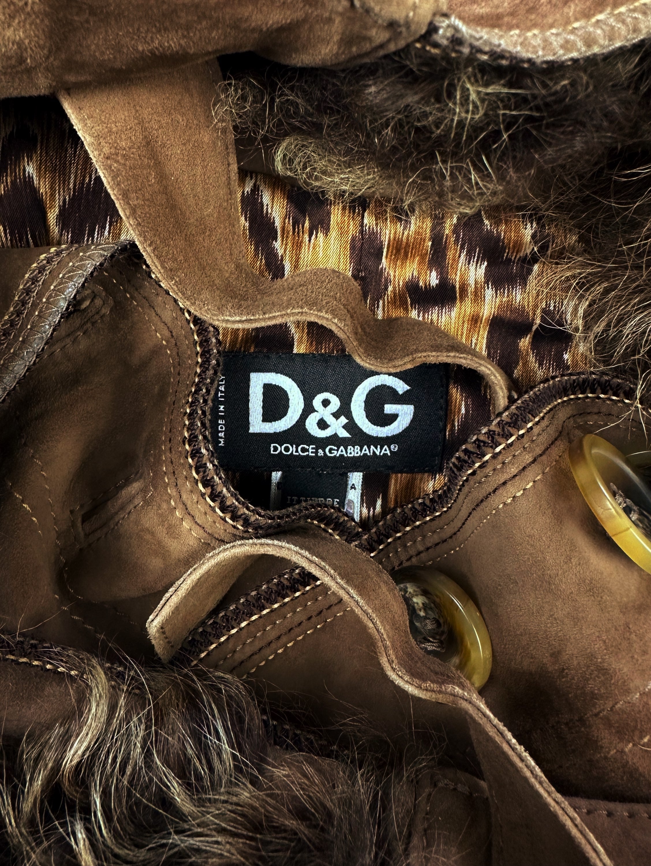 AW07 Dolce & Gabbana ‘Poodle Fur’ Cropped Suede Leather Jacket