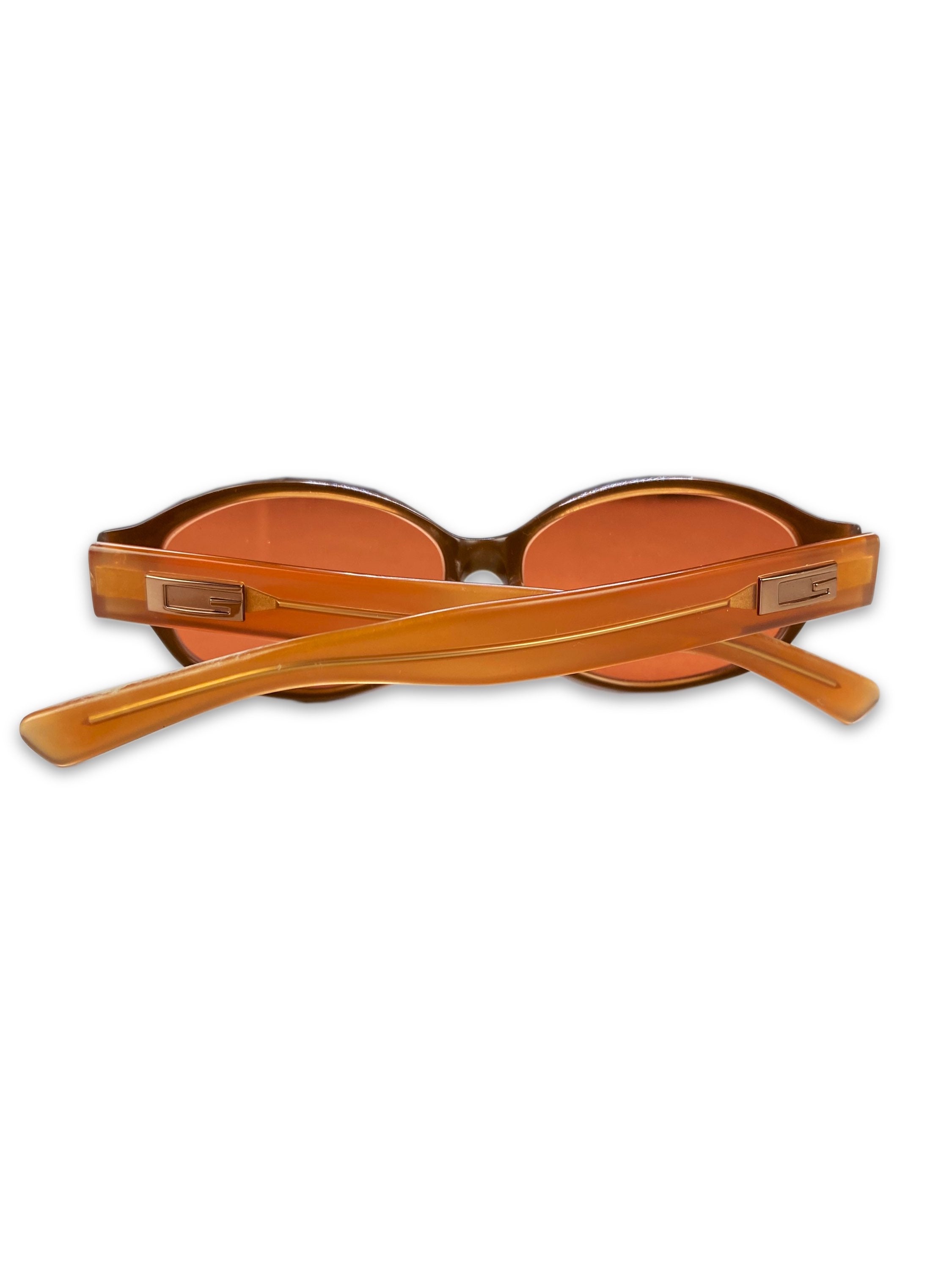 00s Gucci G Logo Rounded Oval Frame Red Tint Sunglasses