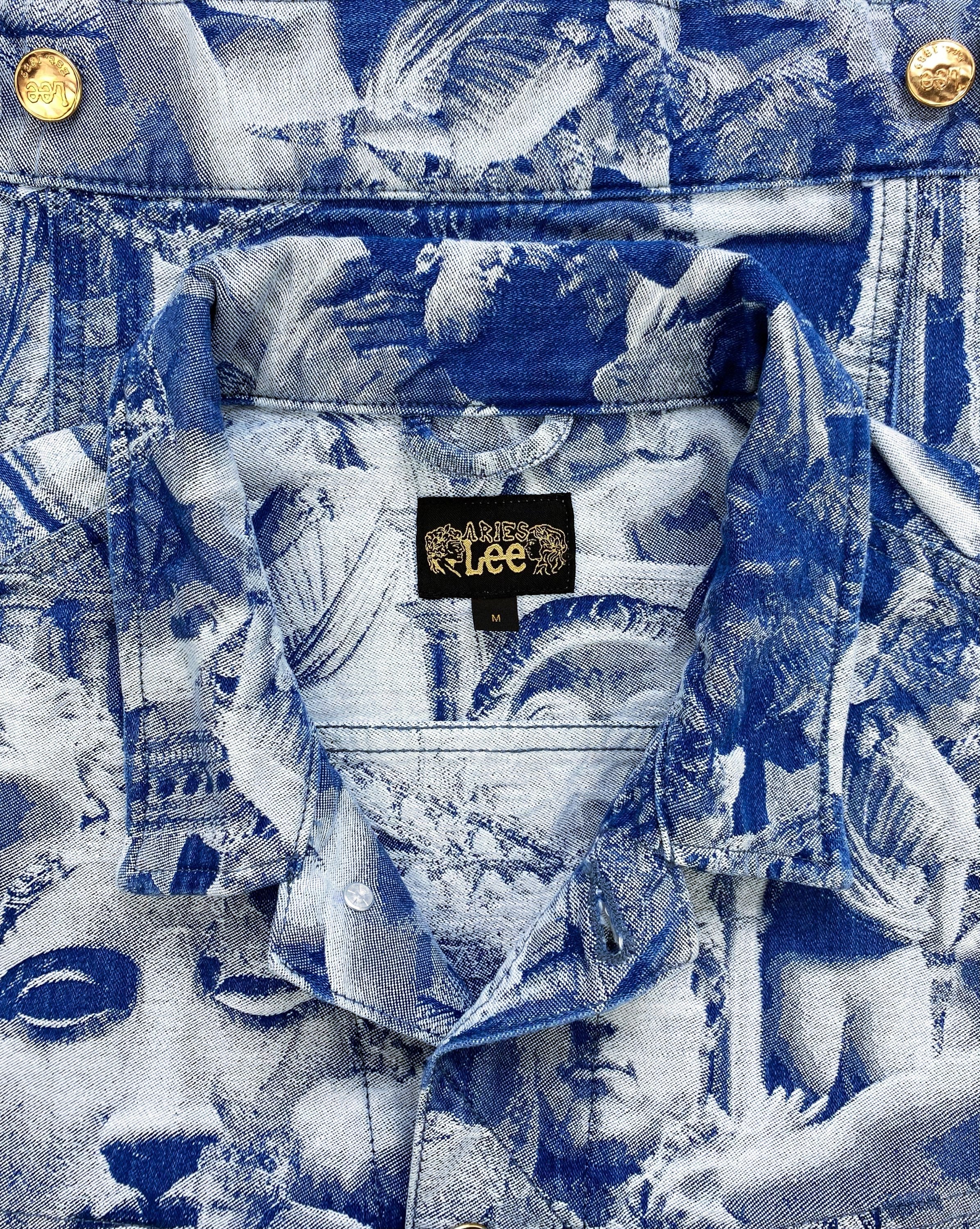 AW21 Aries x Lee ‘Roman Faces’ Blue Wash Full Print Denim Jacket