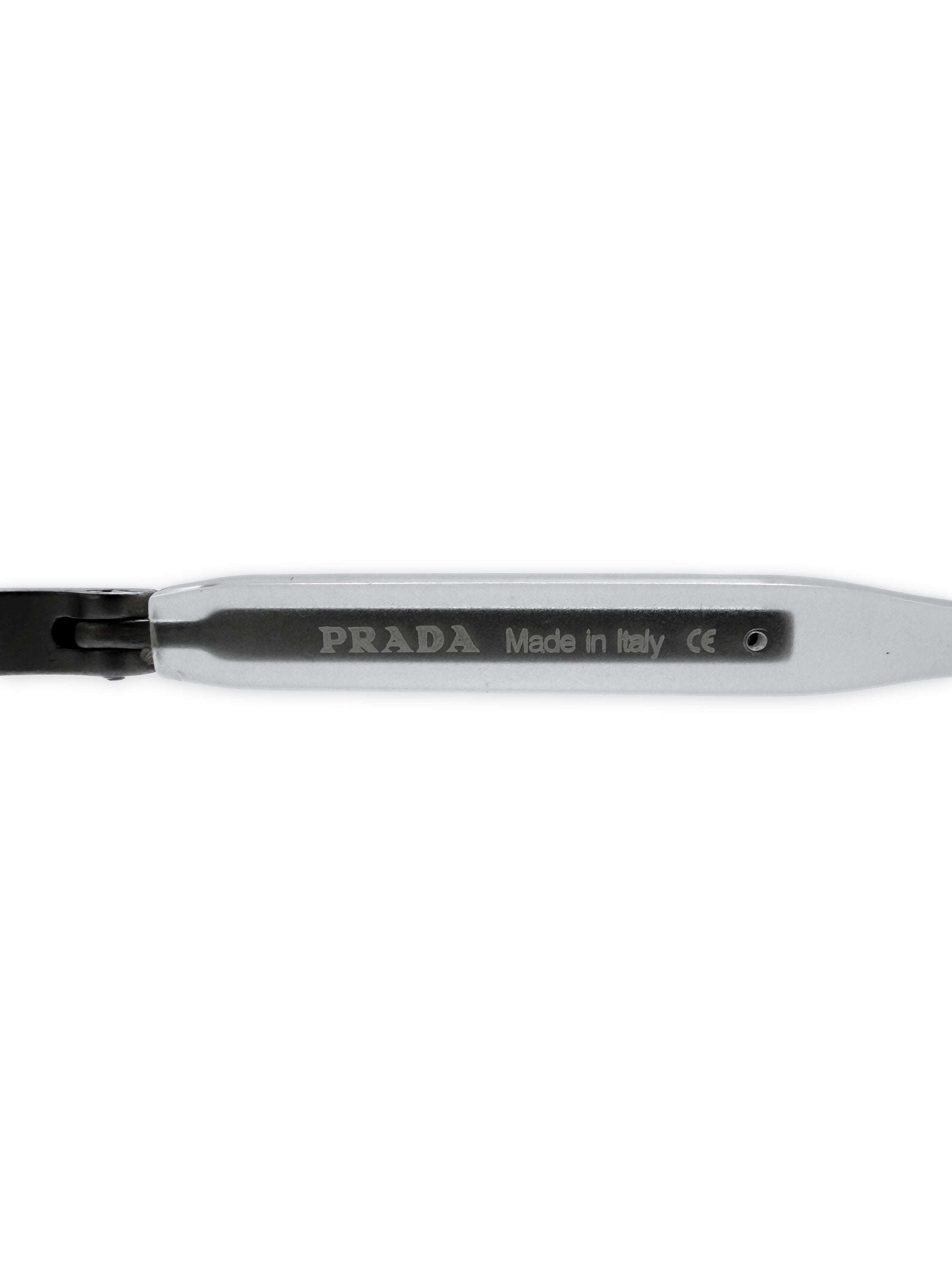 00s Prada Blue Tint Clear Rounded Frame Sunglasses