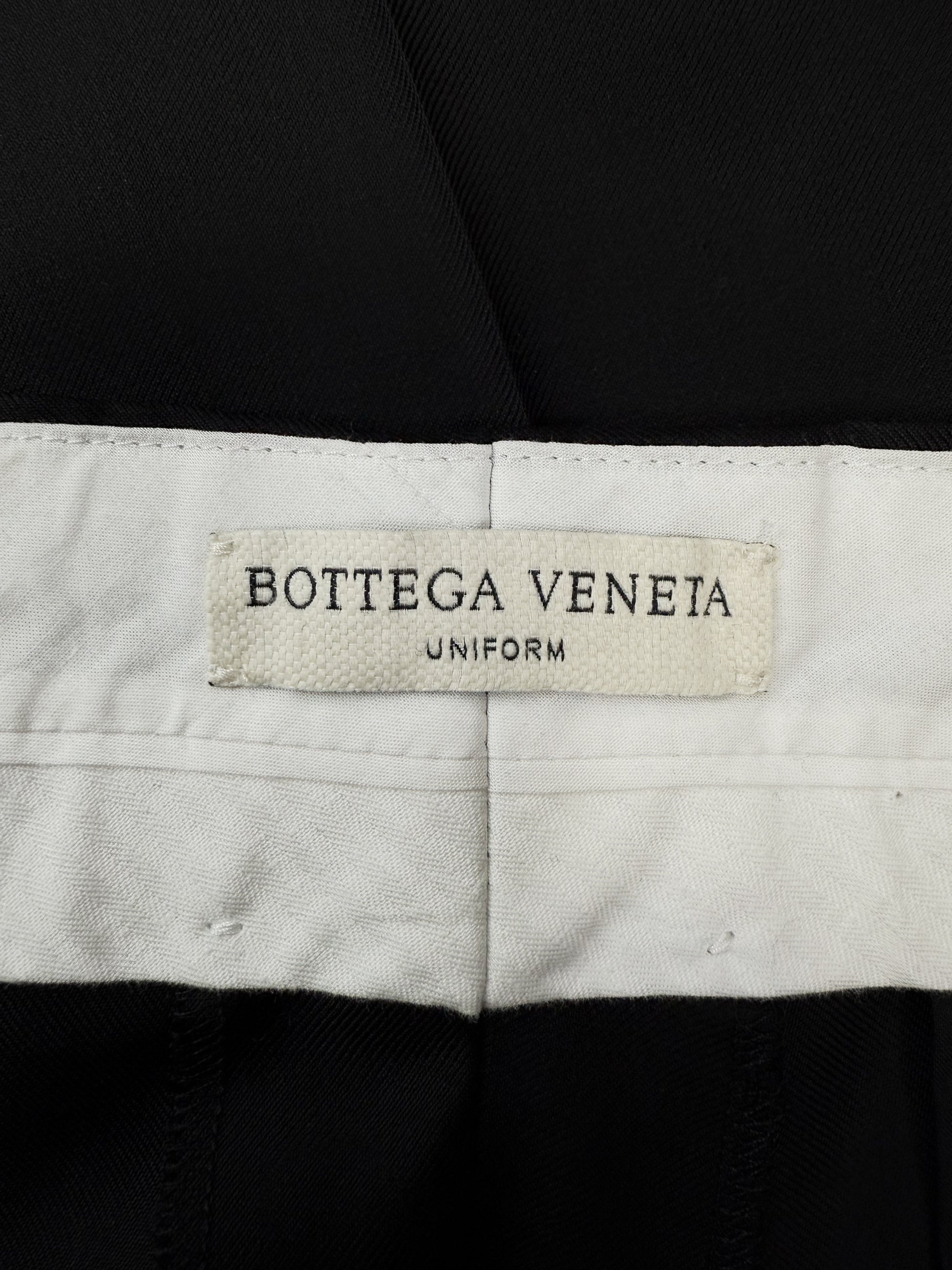 Bottega Veneta Uniform Black Slim Cut Pleated Trousers
