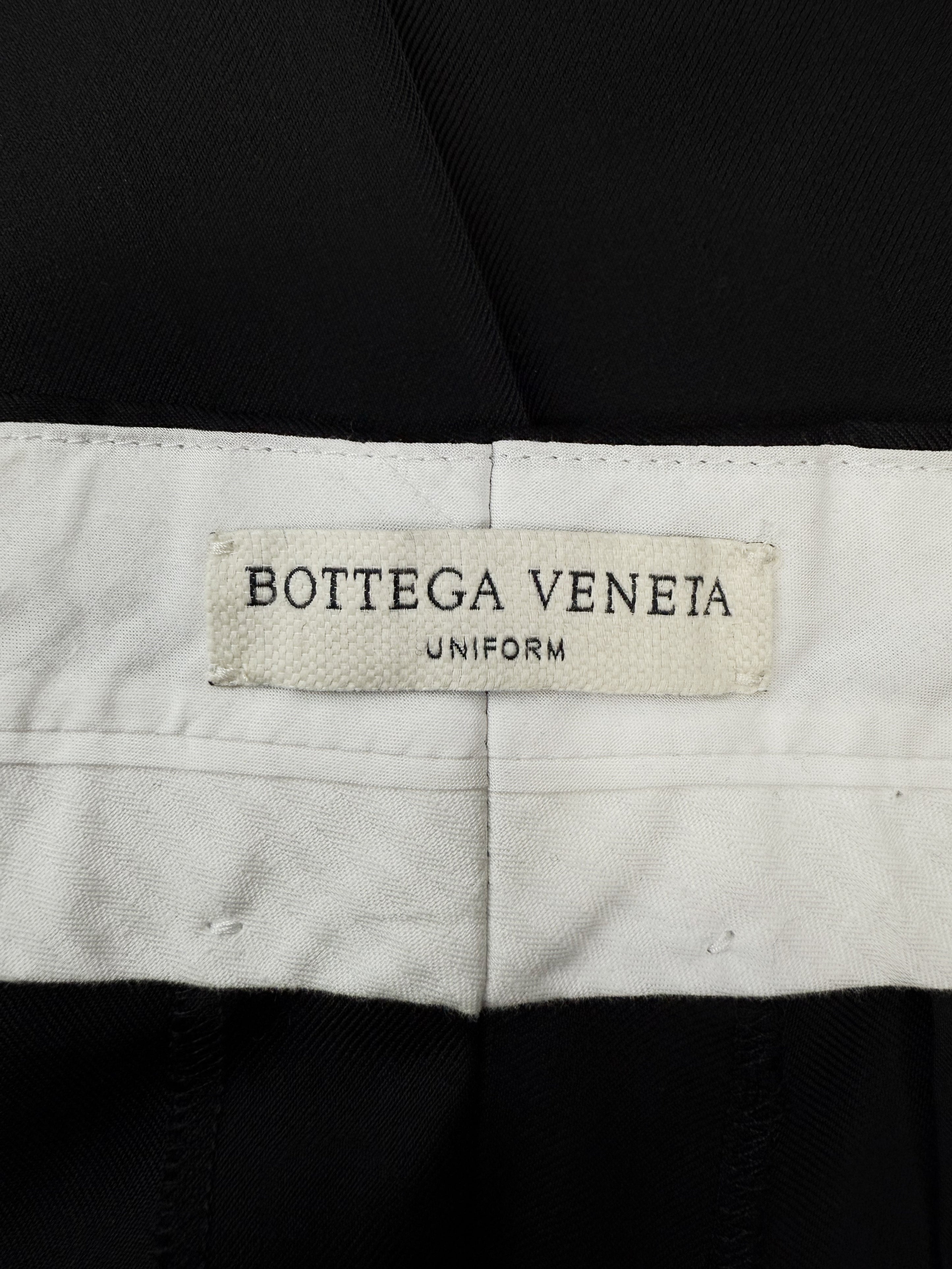 Bottega Veneta Uniform Black Slim Cut Pleated Trousers