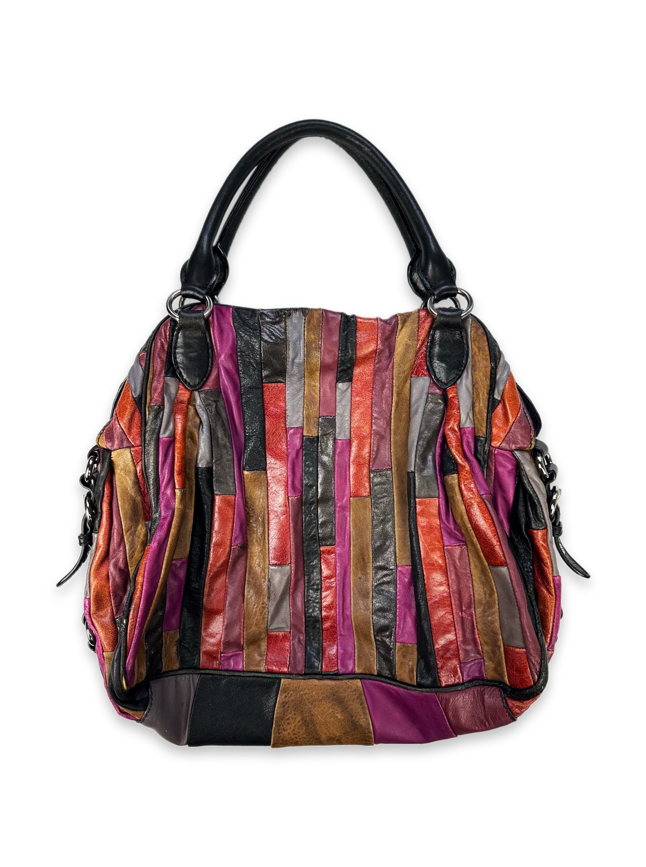 00s Miu Miu Colour Block Metallic Rainbow Leather Handbag