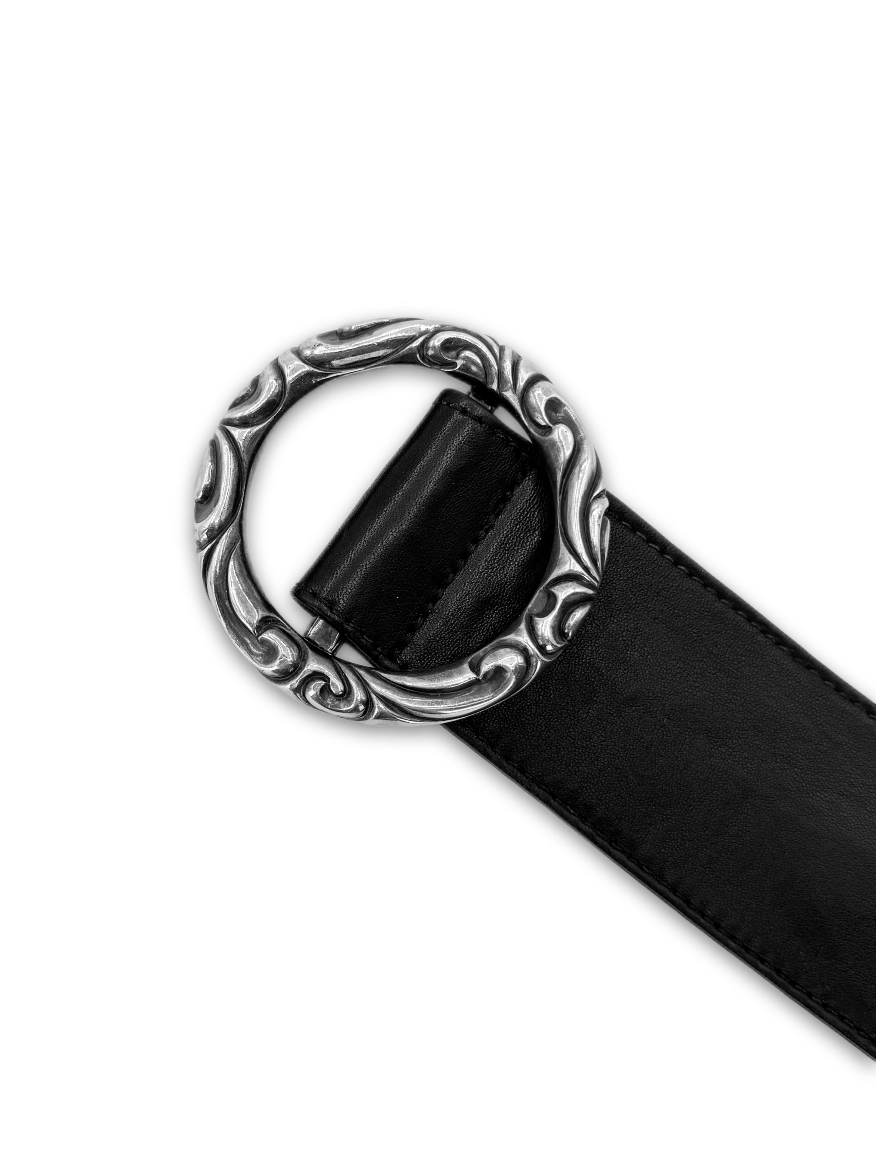 Chrome Hearts Scroll Buckle .925 Silver Leather Belt