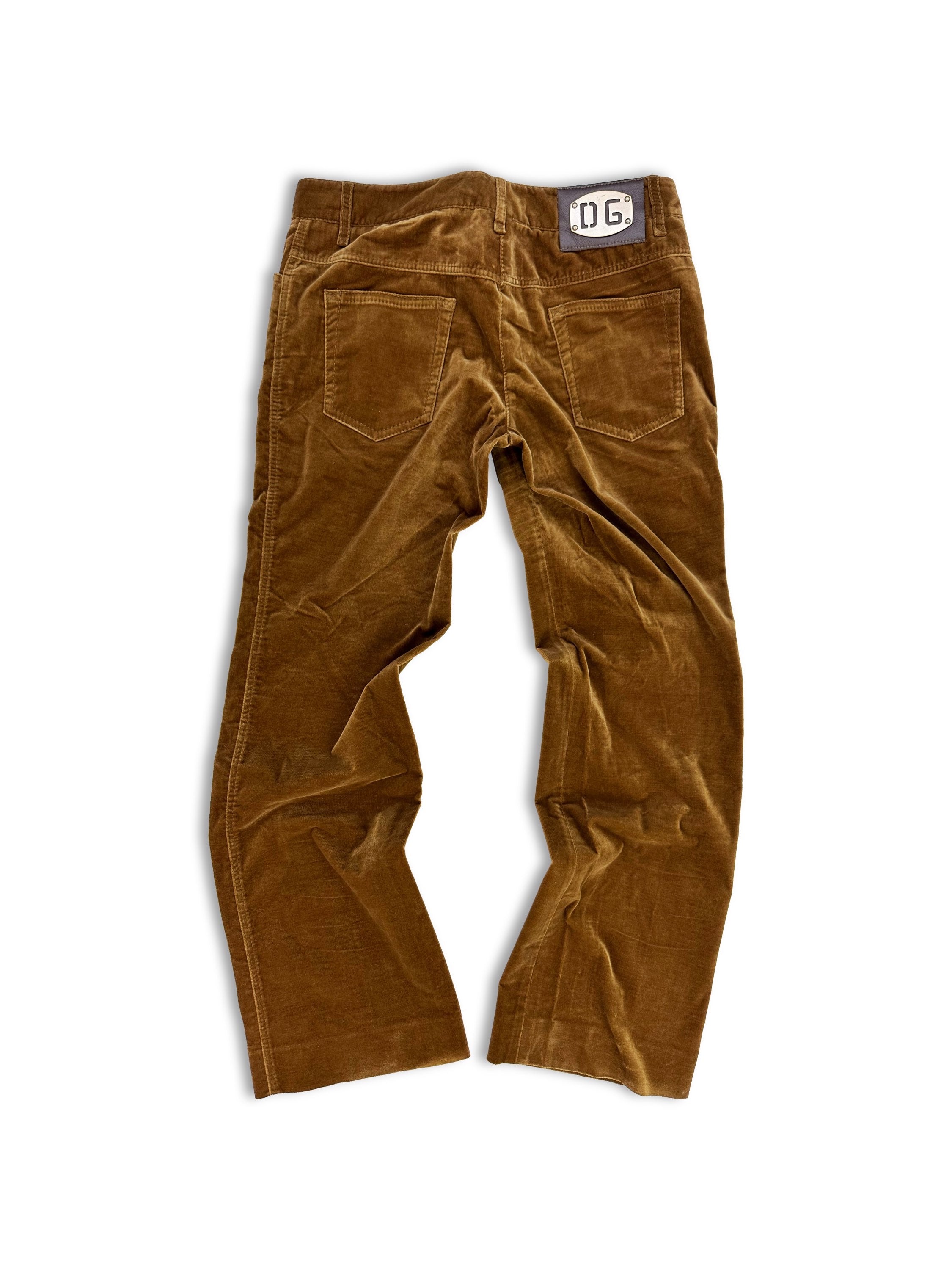 00s Dolce &amp; Gabbana Light Brown Velvet Trousers