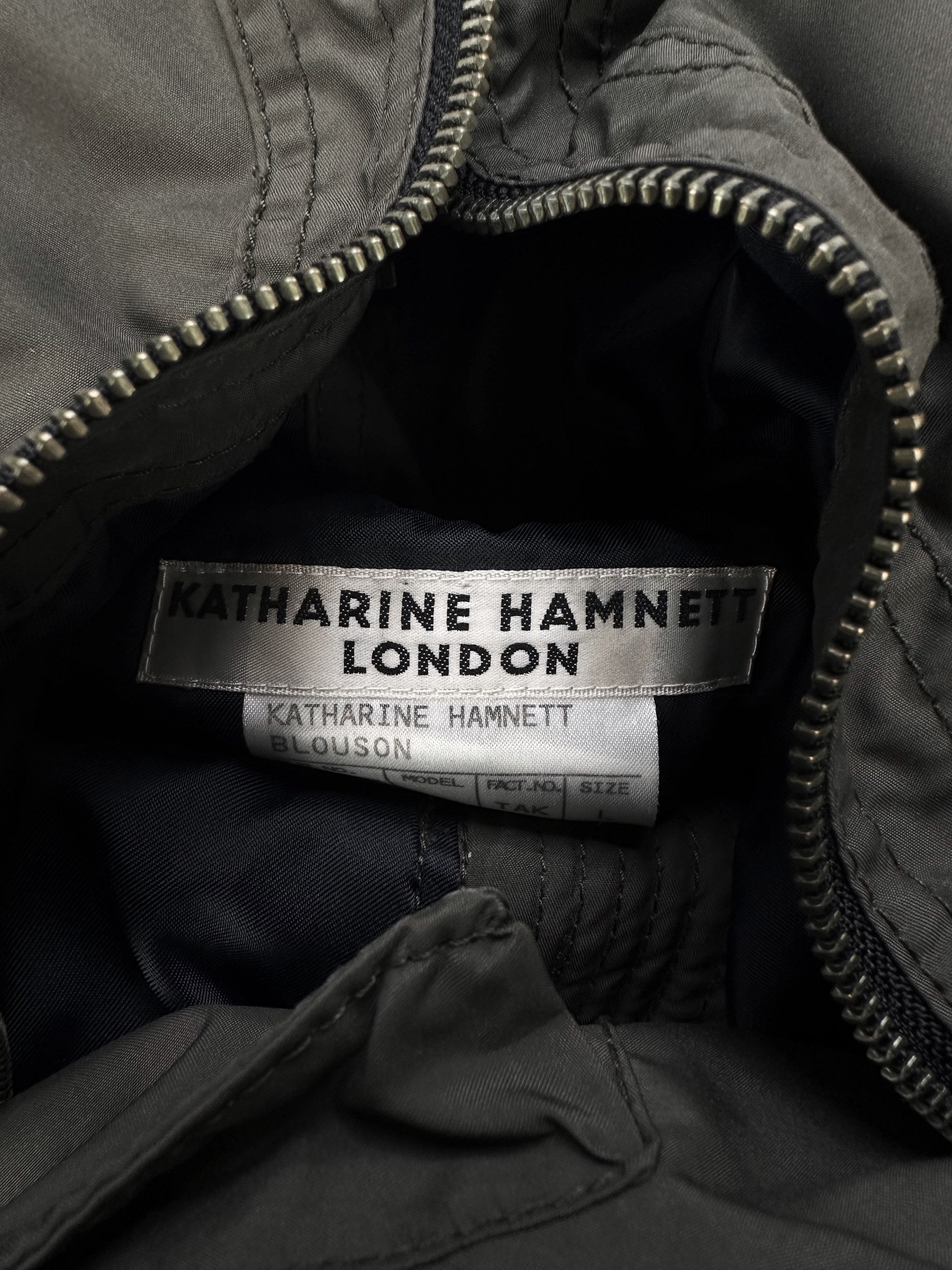 00s Katharine Hammett Slate Grey Split Hood Cargo Jacket