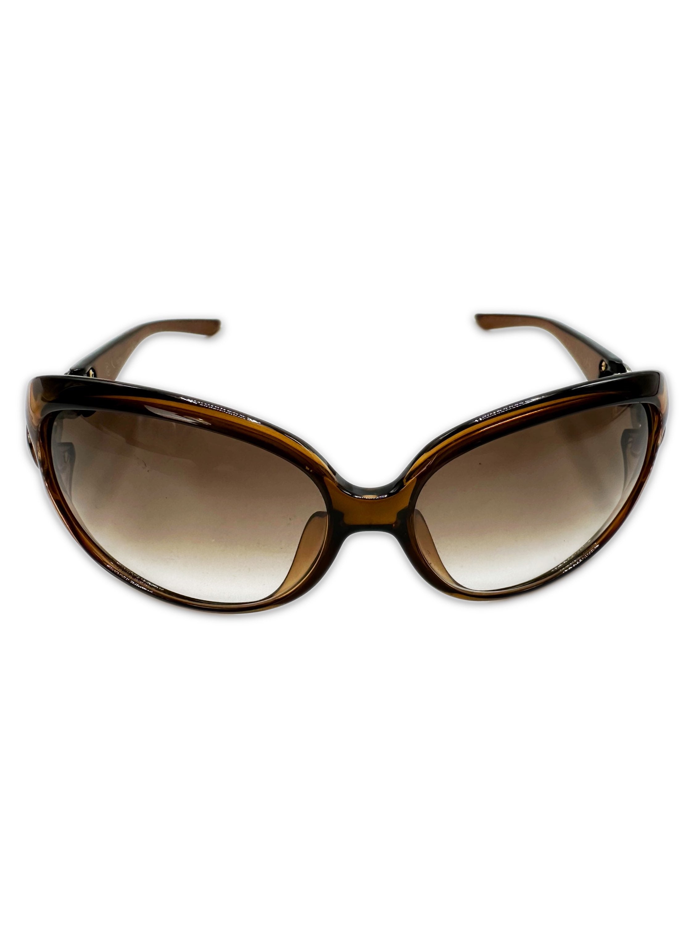 00s Dior Rounded Frame Ombré Metallic Sunglasses