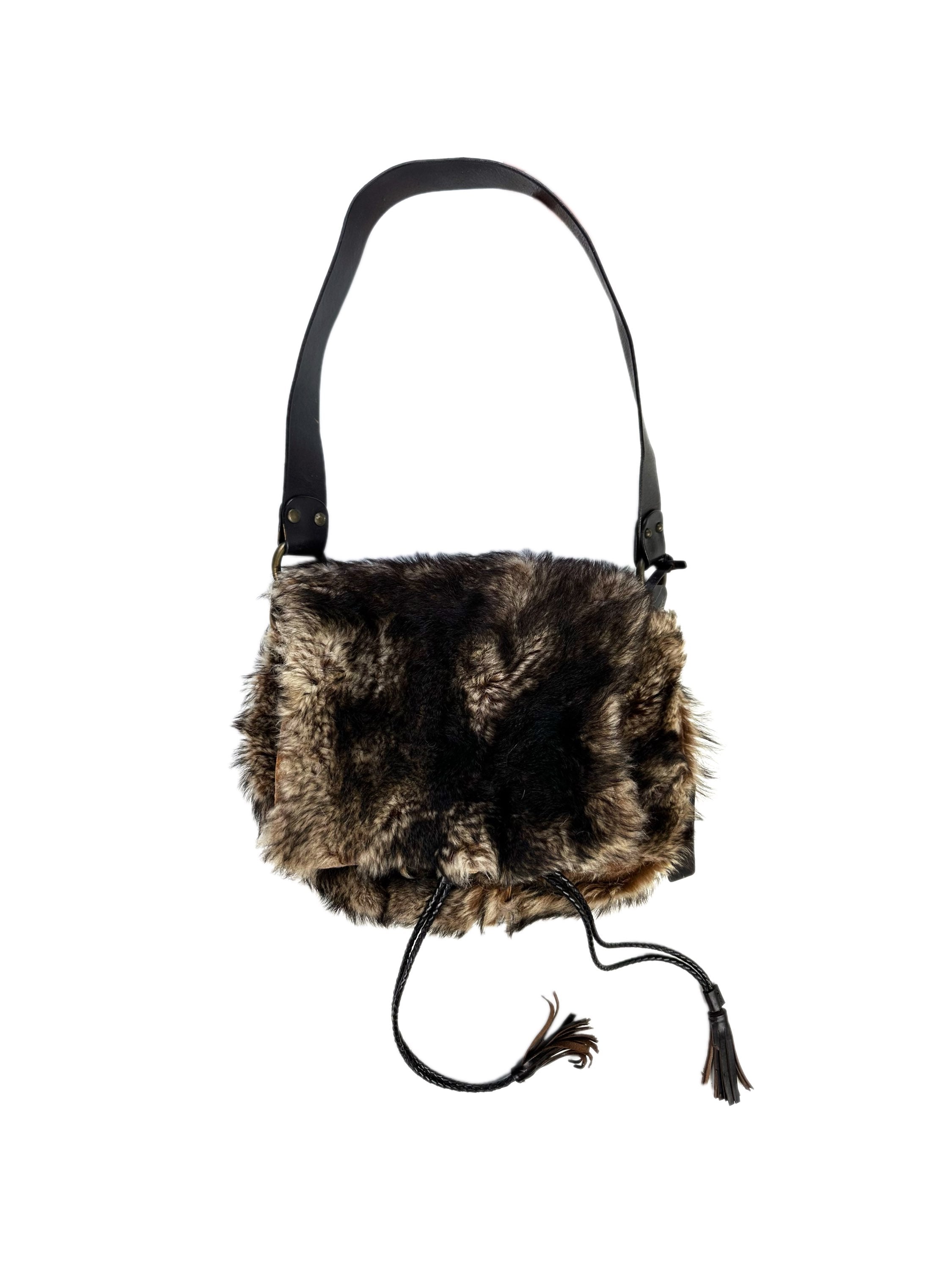 00s Dolce & Gabbana Fur ‘Top Loading’ Sling Shoulder Bag