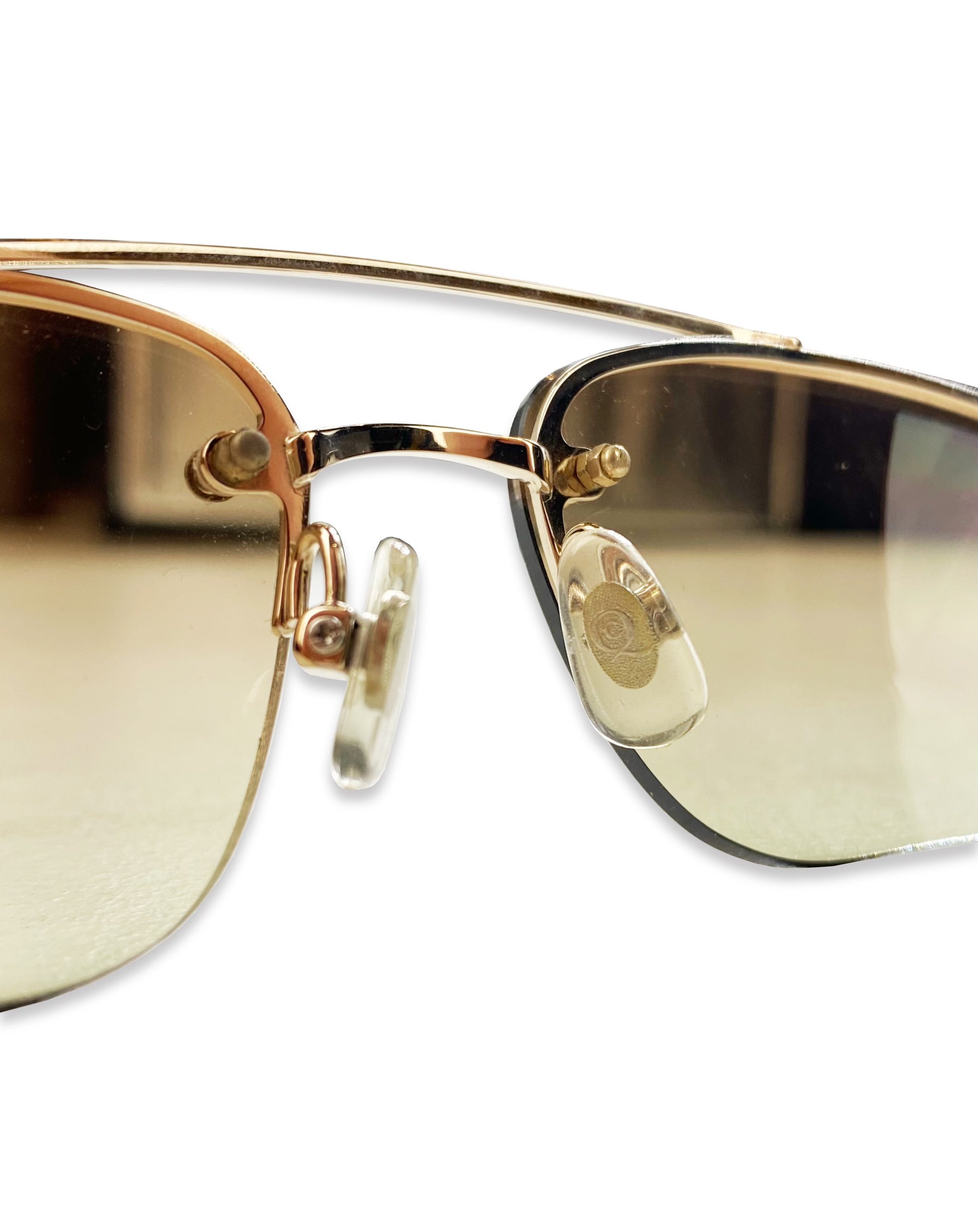 Alexander McQueen Eye Slit Warm Tint Metallic Sunglasses