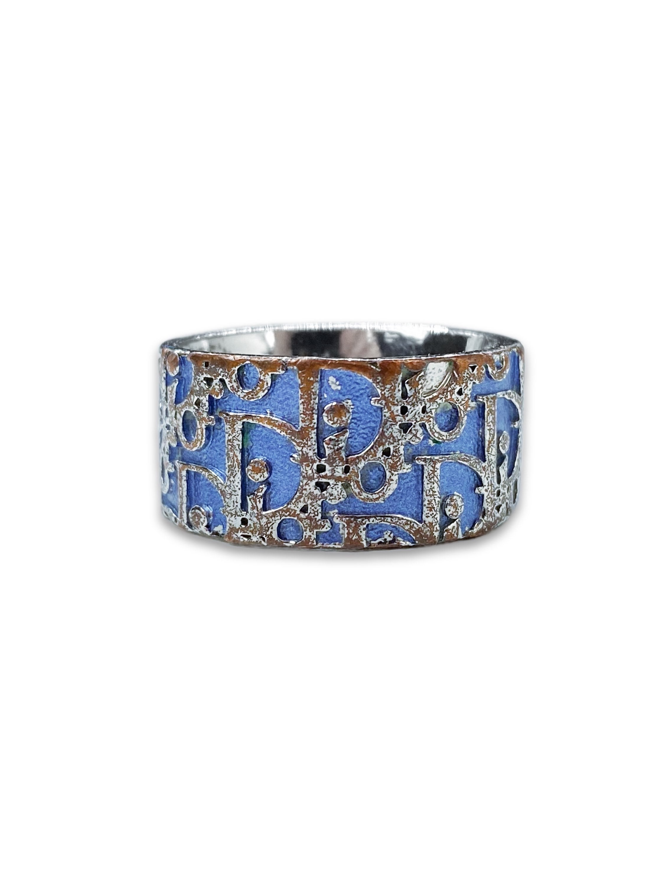 Dior Trotter Monogram ‘2’ Metallic Baby Blue Ring
