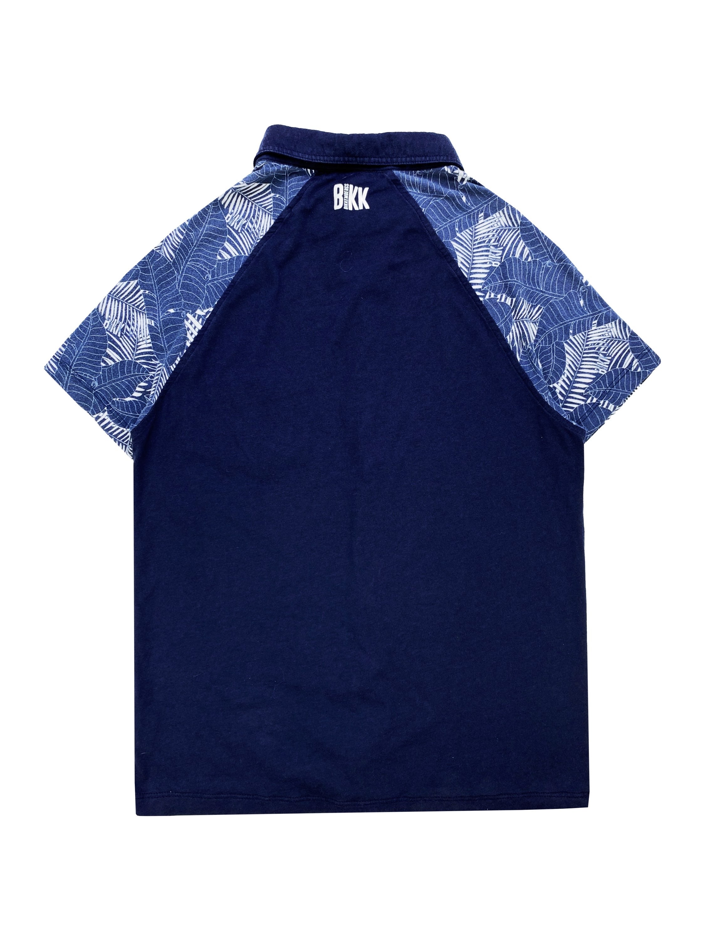 Dirk Bikkembergs Floral Navy Blue Collared Button Up Polo