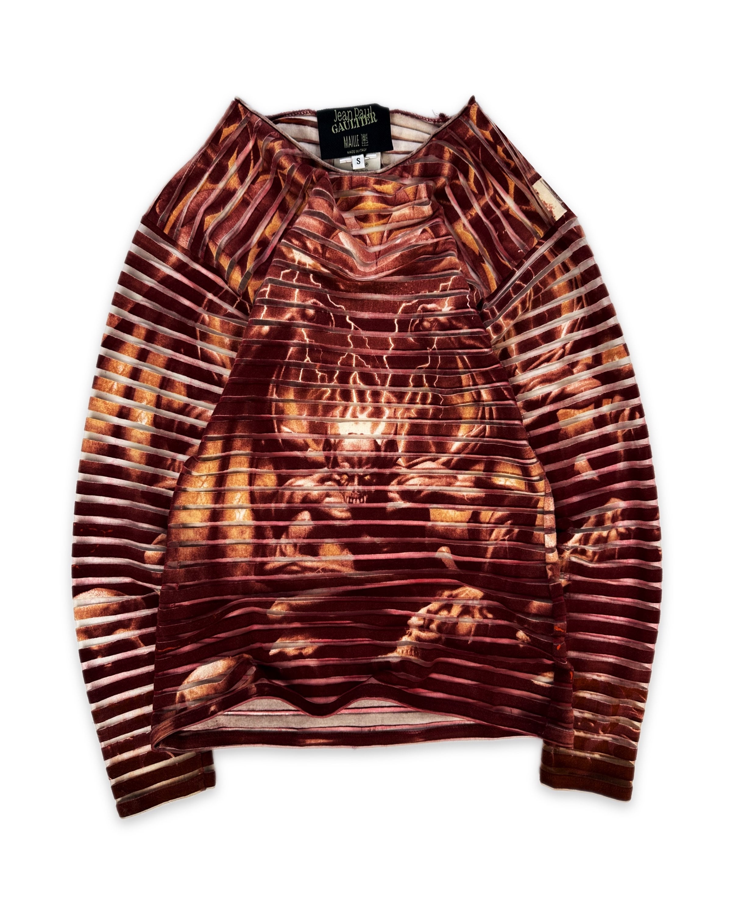 SS01 Jean Paul Gaultier ‘Satan’ Tattoo Mesh Long Sleeve Shirt