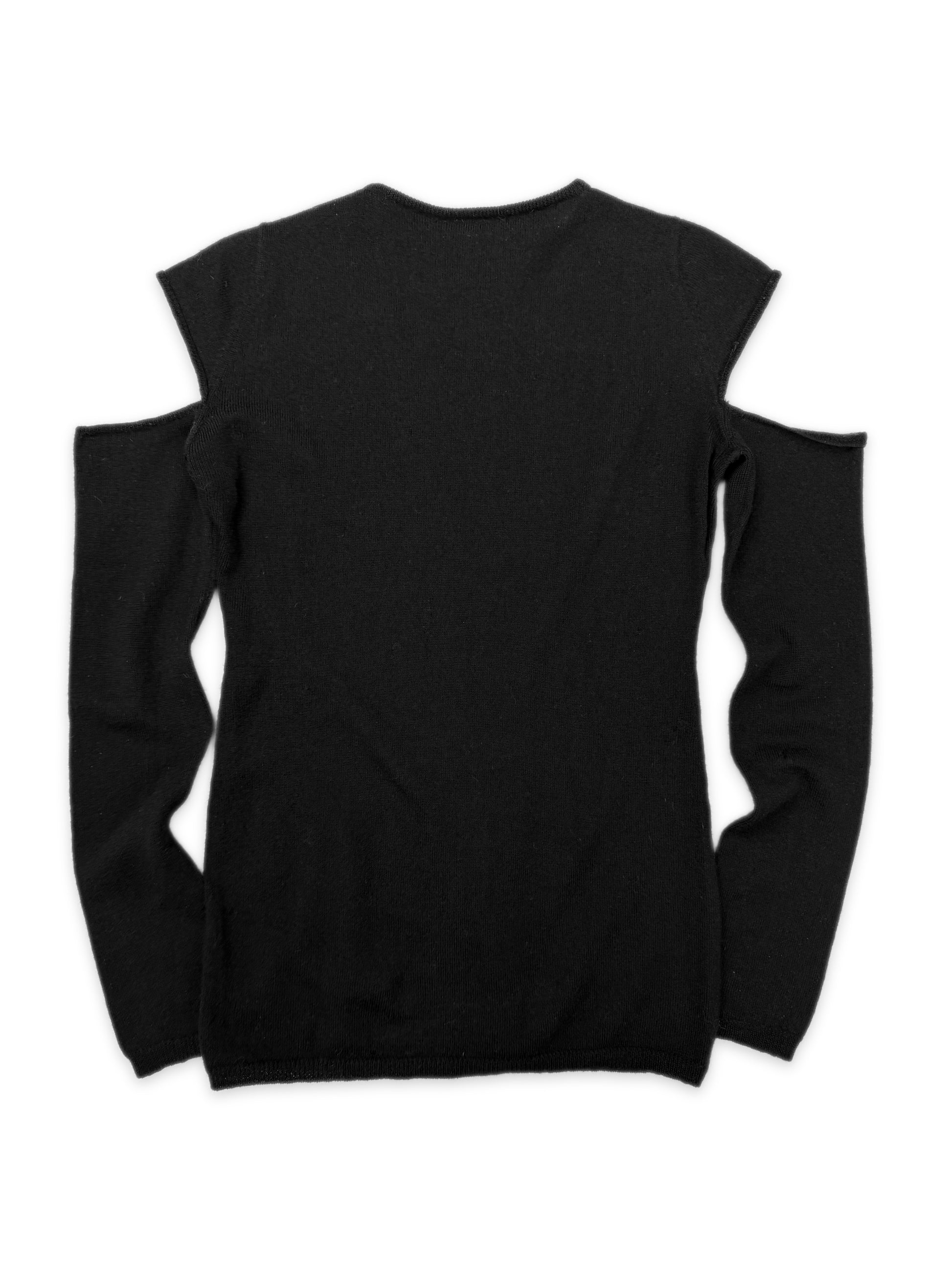 90s Helmut Lang ‘Cut Out’ Shoulder Black Knitted Sweater