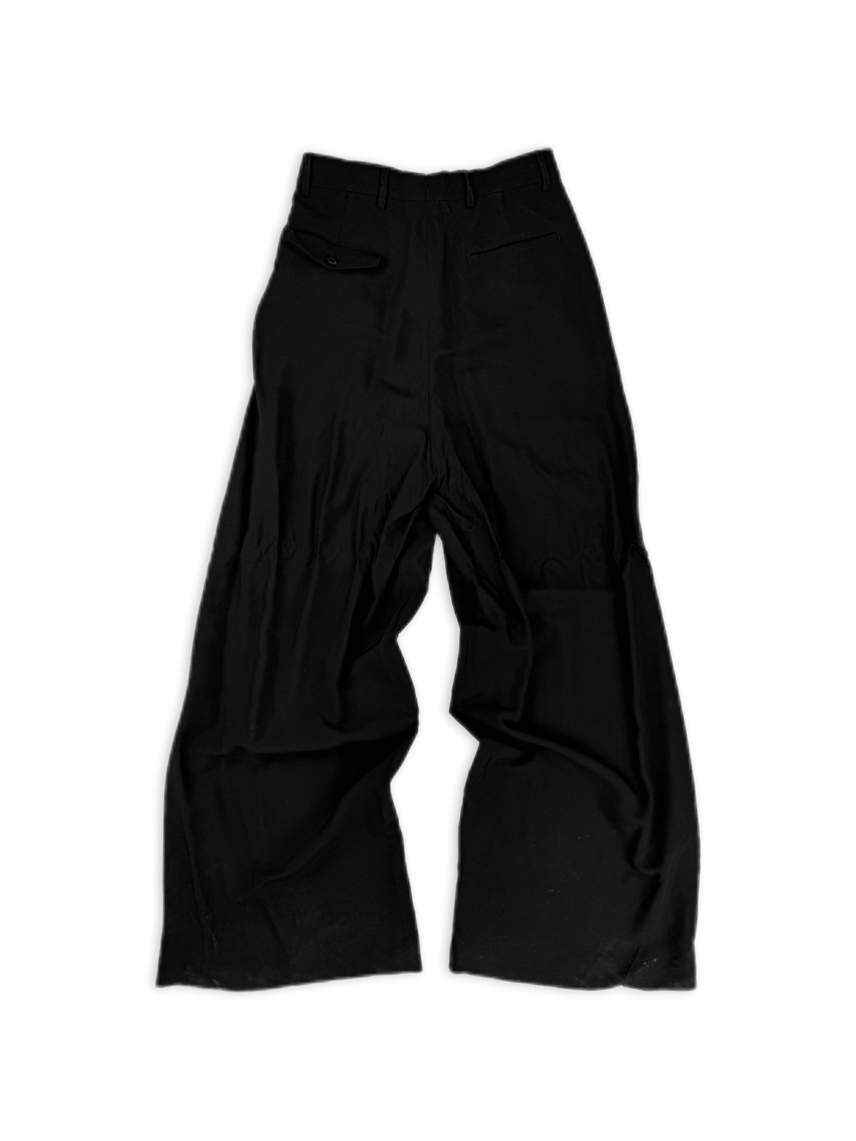 AW25 Ann Demeulemeester Black High Waisted Wide Cut Baggy Trousers Pants