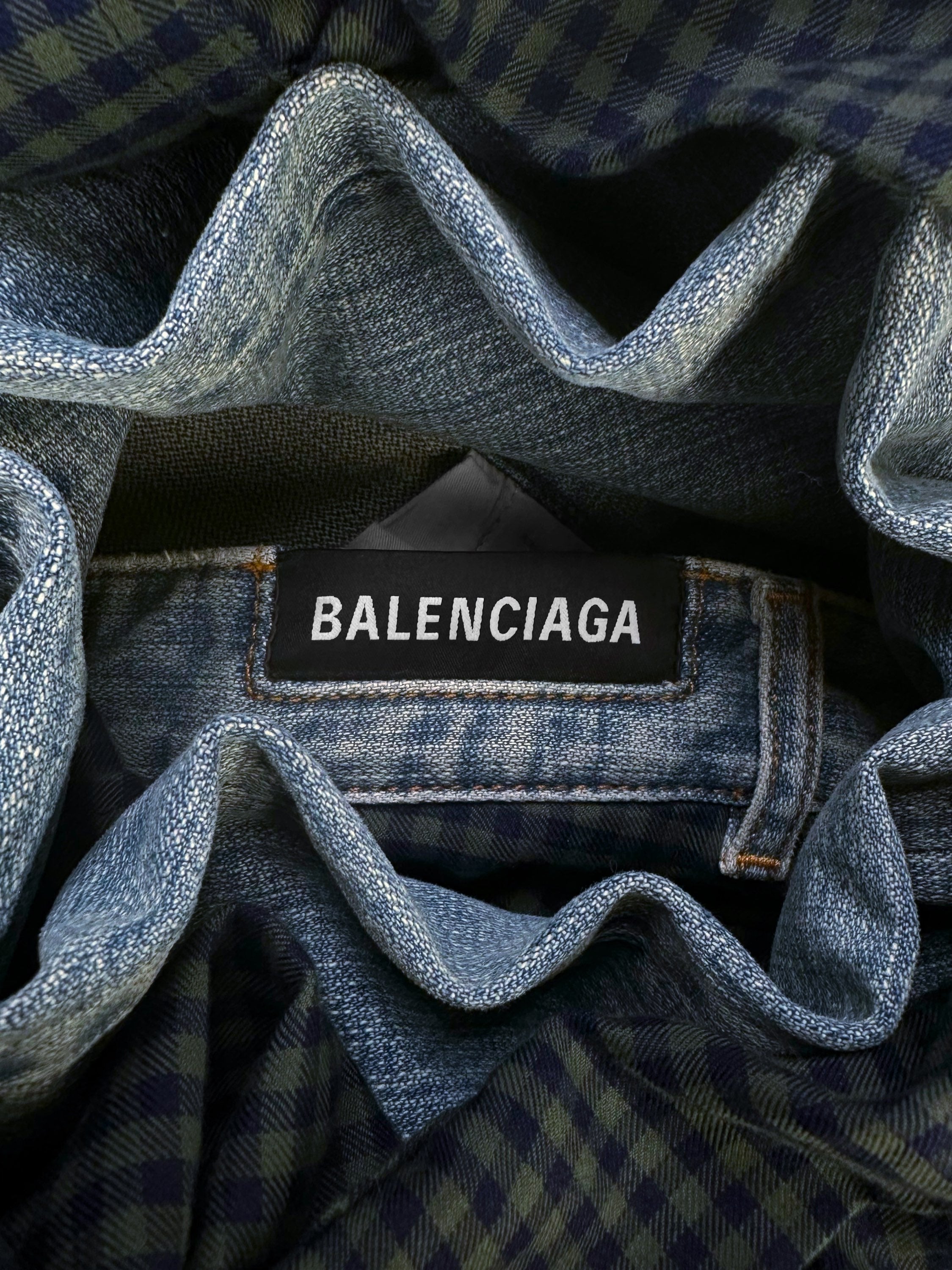 SS21 Balenciaga ‘Shirt’ Hybrid Flannel Wide Cut Blue Wash Denim