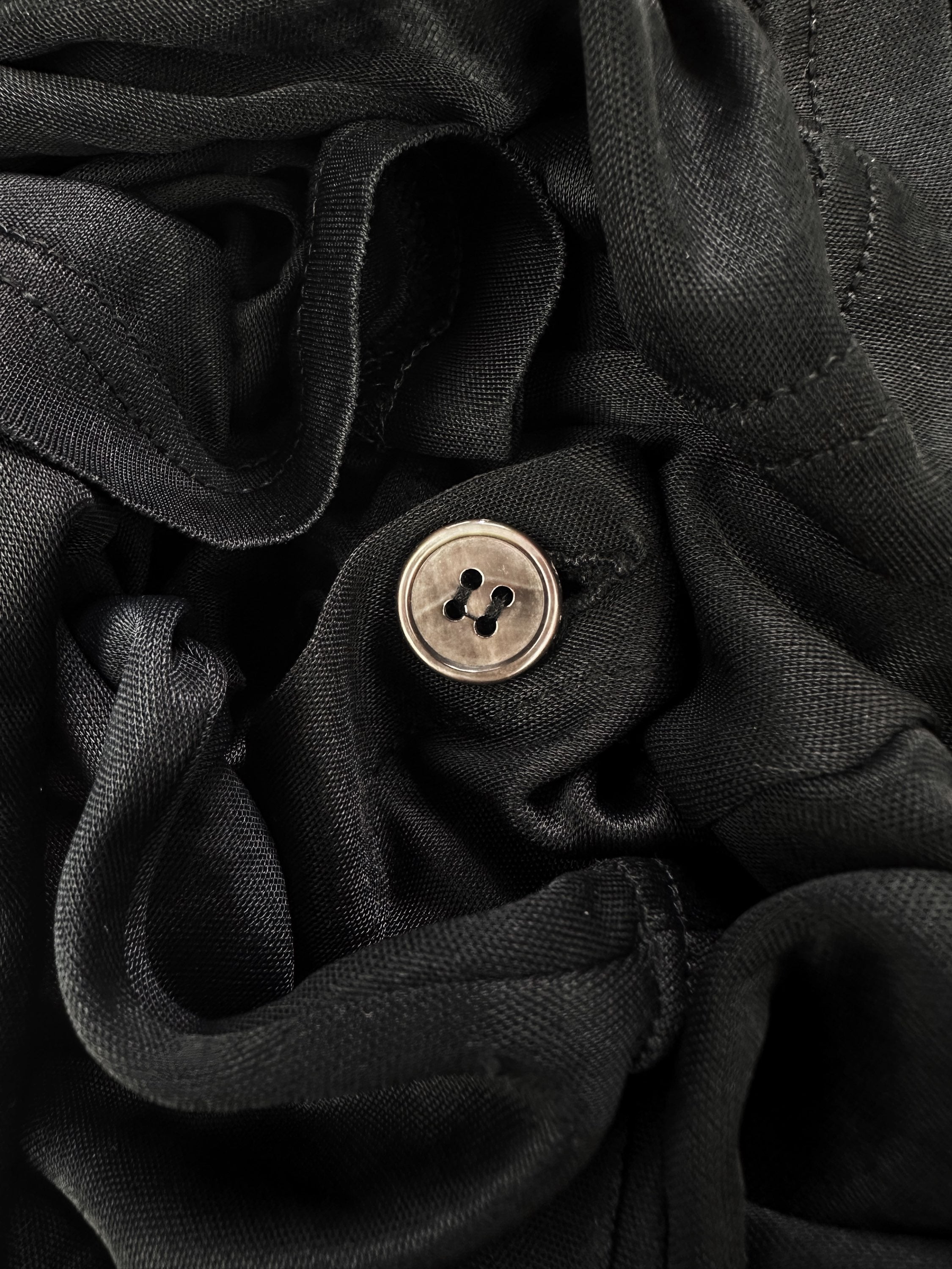 1999 Helmut Lang Silk Black Collared Short Sleeve Shirt