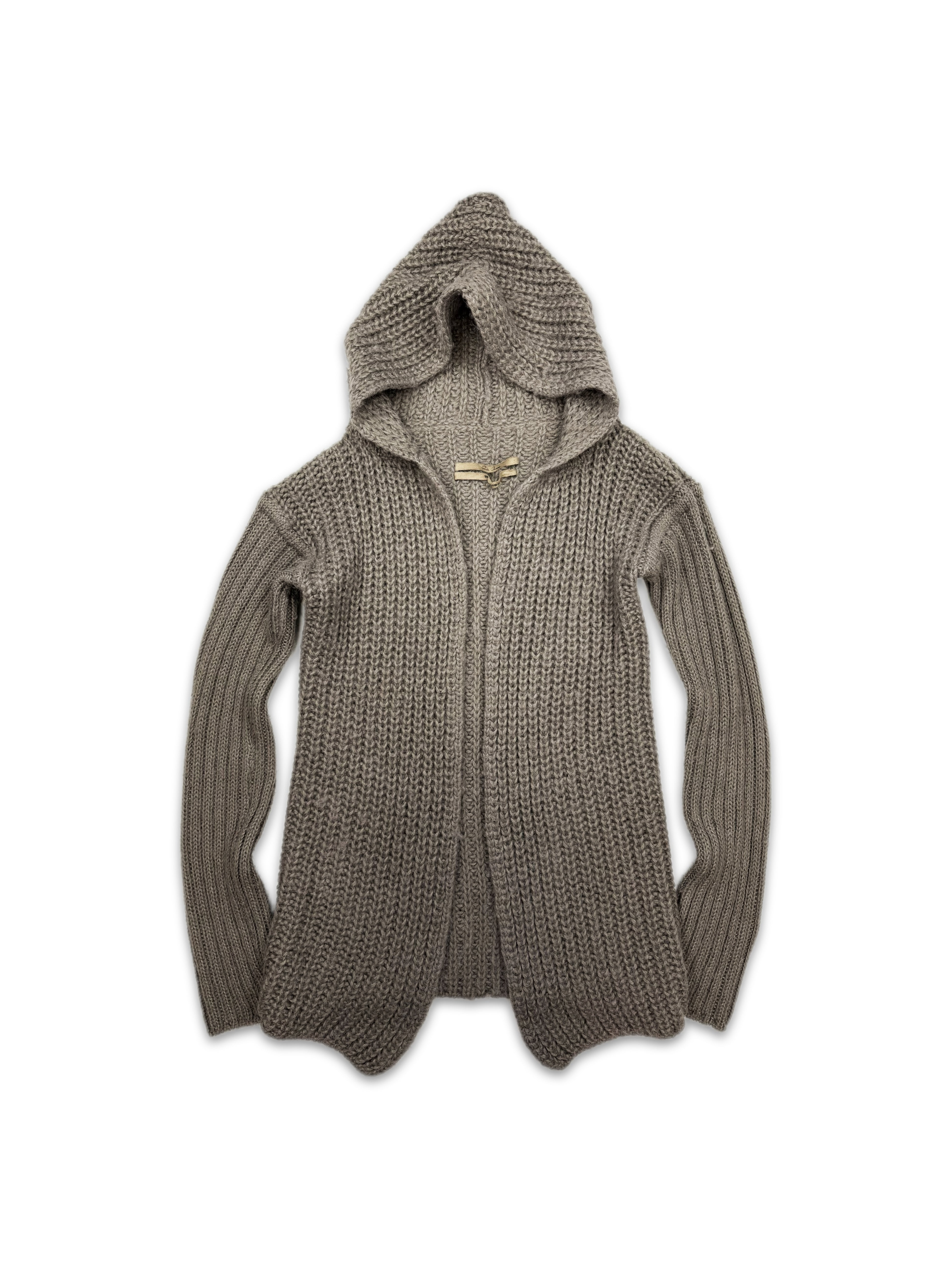 AW03 Rick Owens ‘Trucker’ Loose Gauge Beige Knit Hooded Sweater