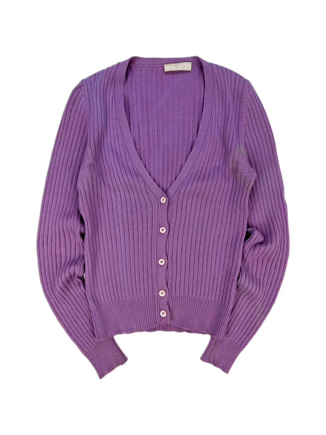 Prada Lilac Ribbed Button Down Cardigan