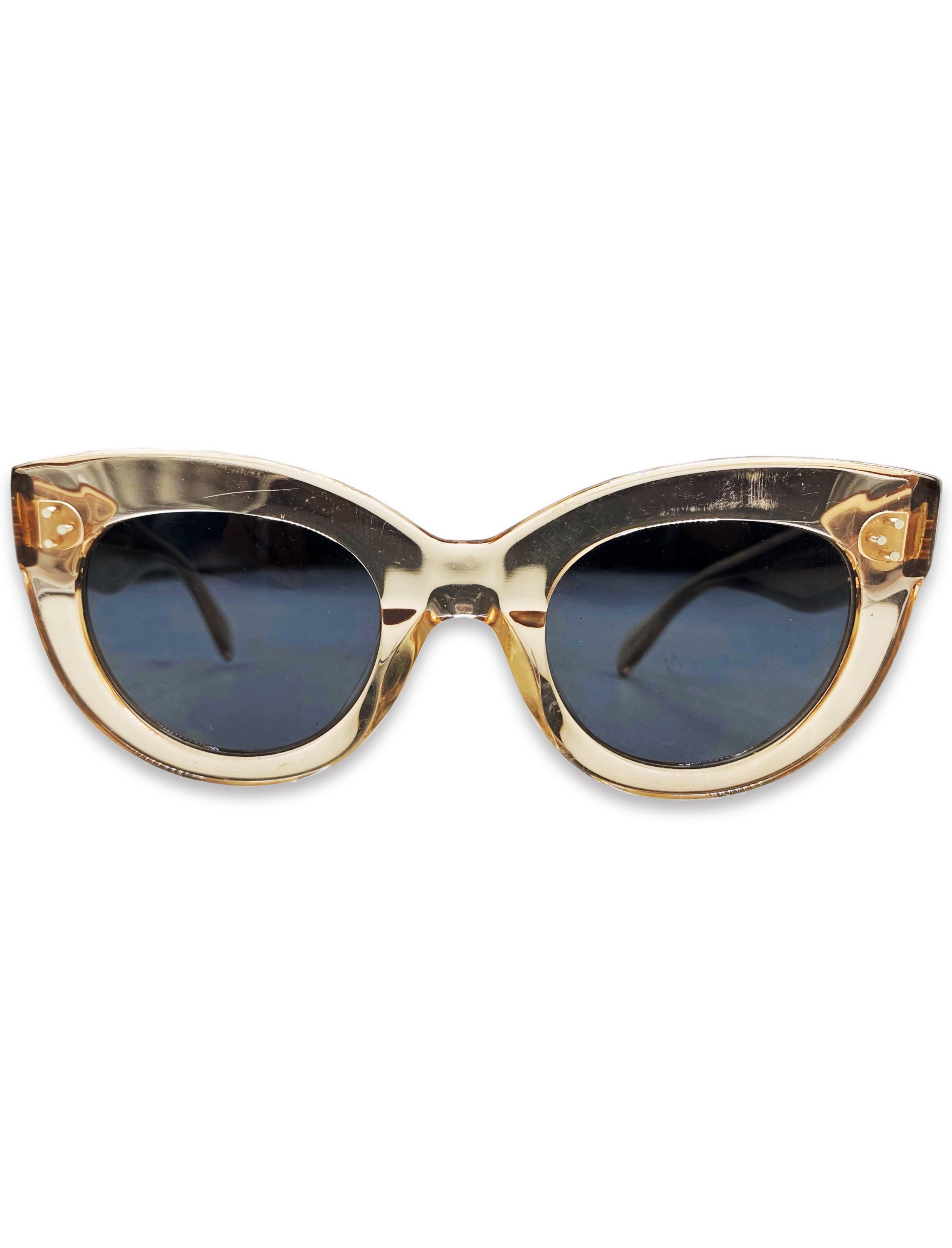 Celine Transparent Rounded Metallic Accent Tinted Sunglasses