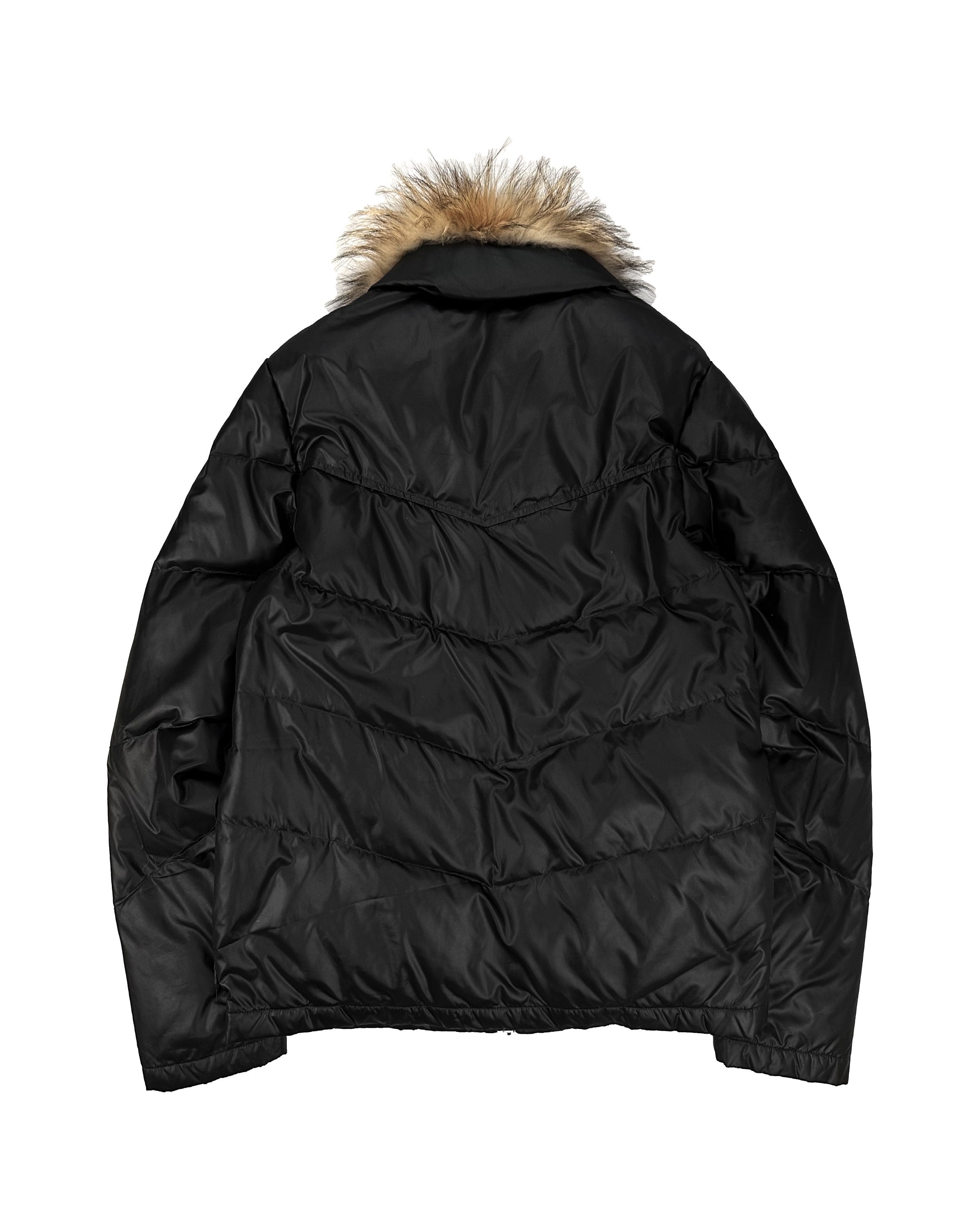 Semantic Design Black Down Fill Fur Trim Puffer Jacket