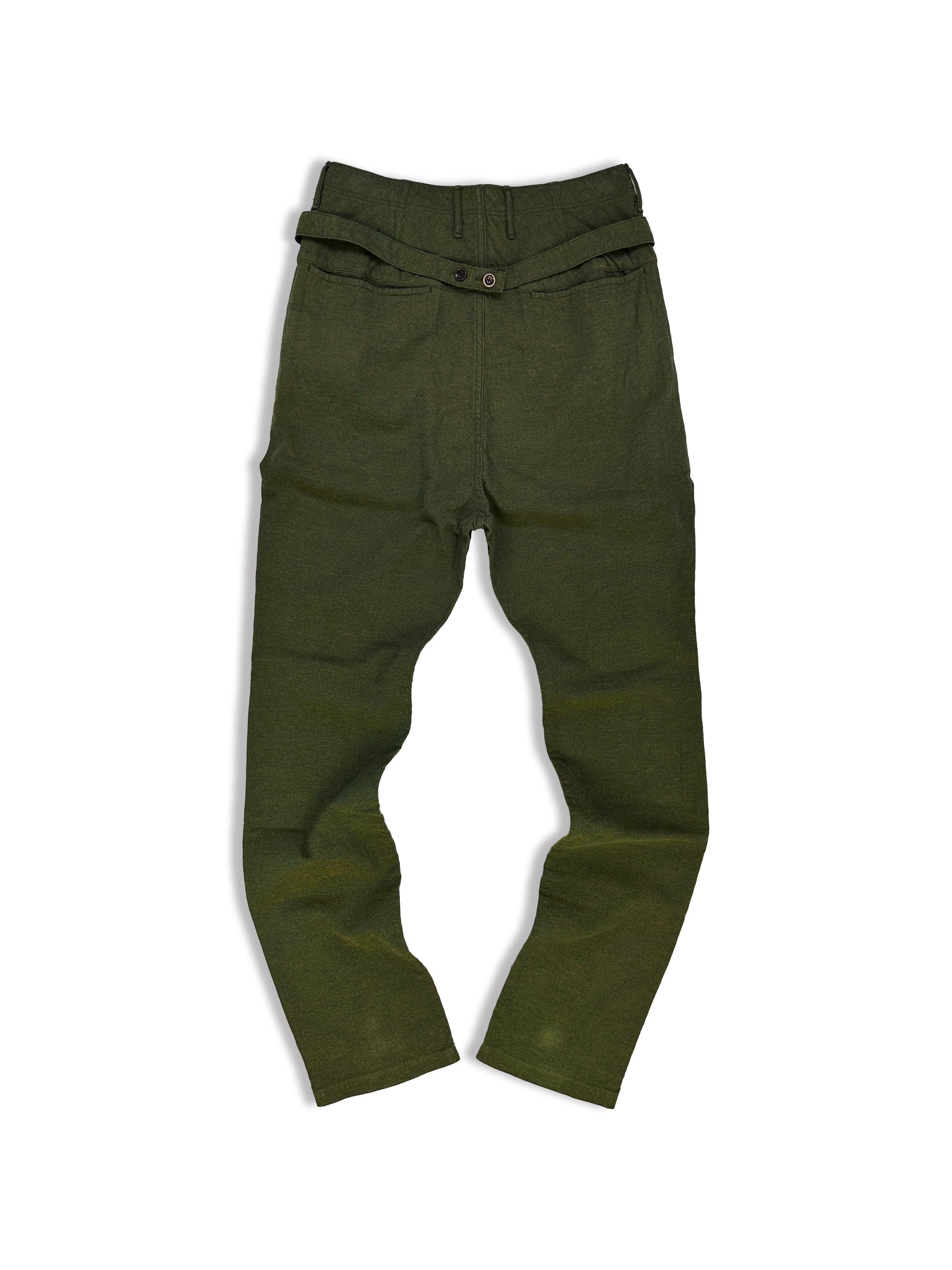 Kapital 12 Button Fly Olive Green Belted Trousers