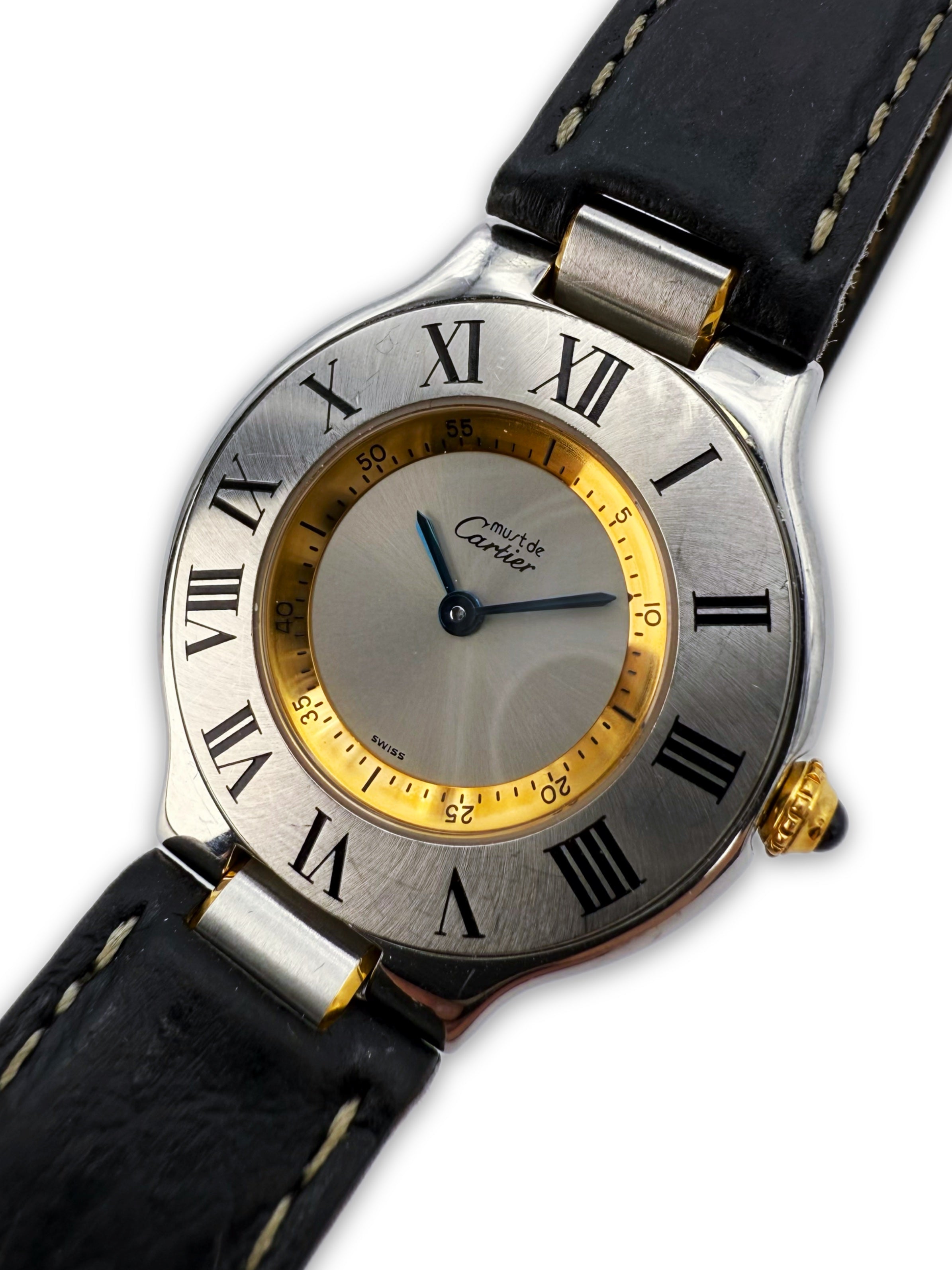 Must de Cartier ref. 1330 Quartz 28mm Gold/Silver Wristwatch