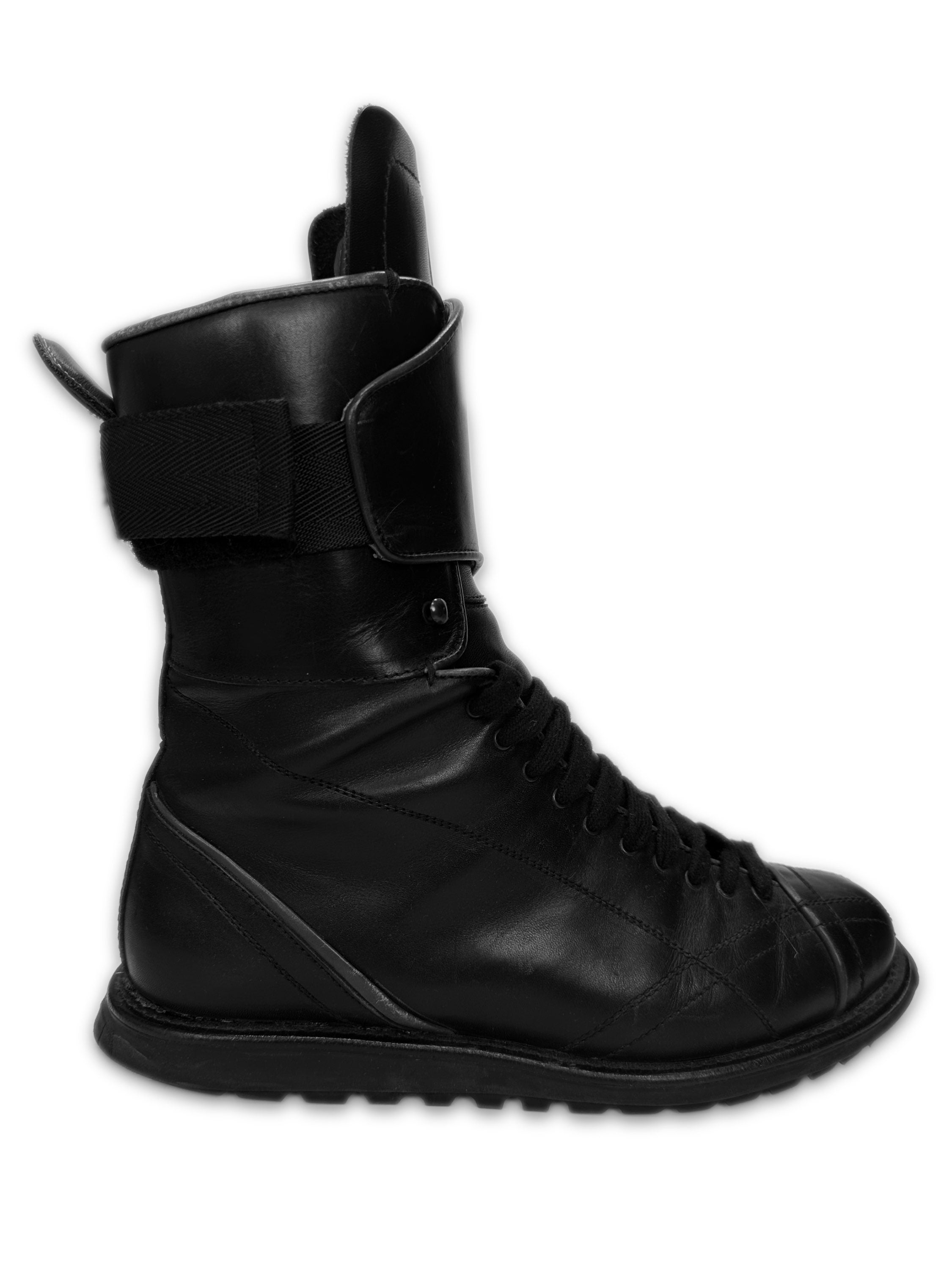 00s Prada Sport Black Leather Hi-top Hiking Boots