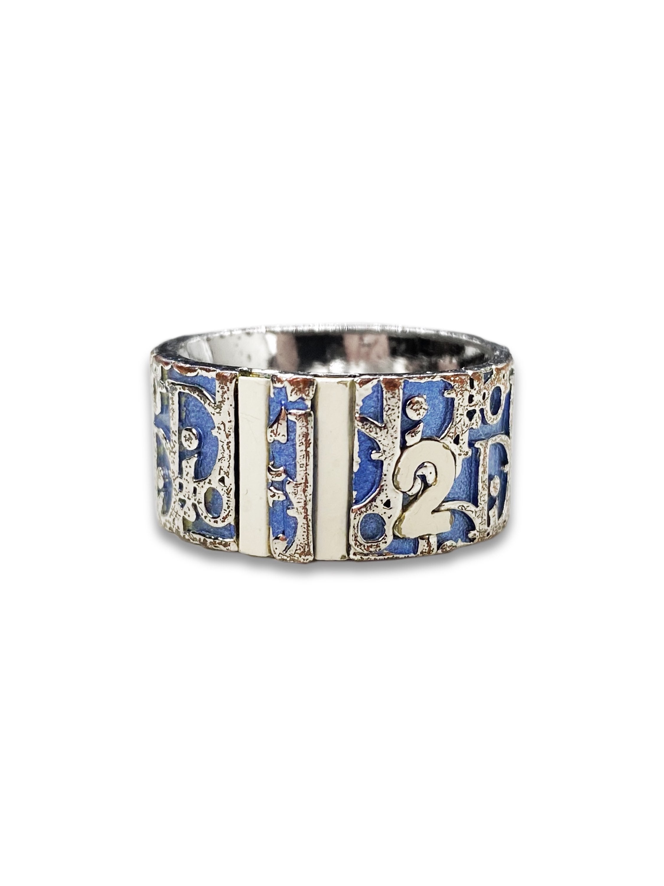 Dior Trotter Monogram ‘2’ Metallic Baby Blue Ring