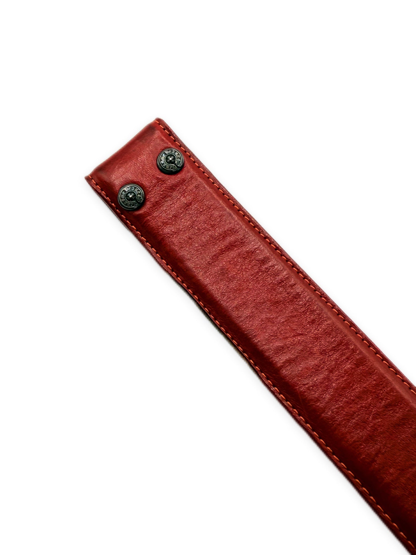 Chrome Hearts Dark Red .925 Silver Leather Belt Strap