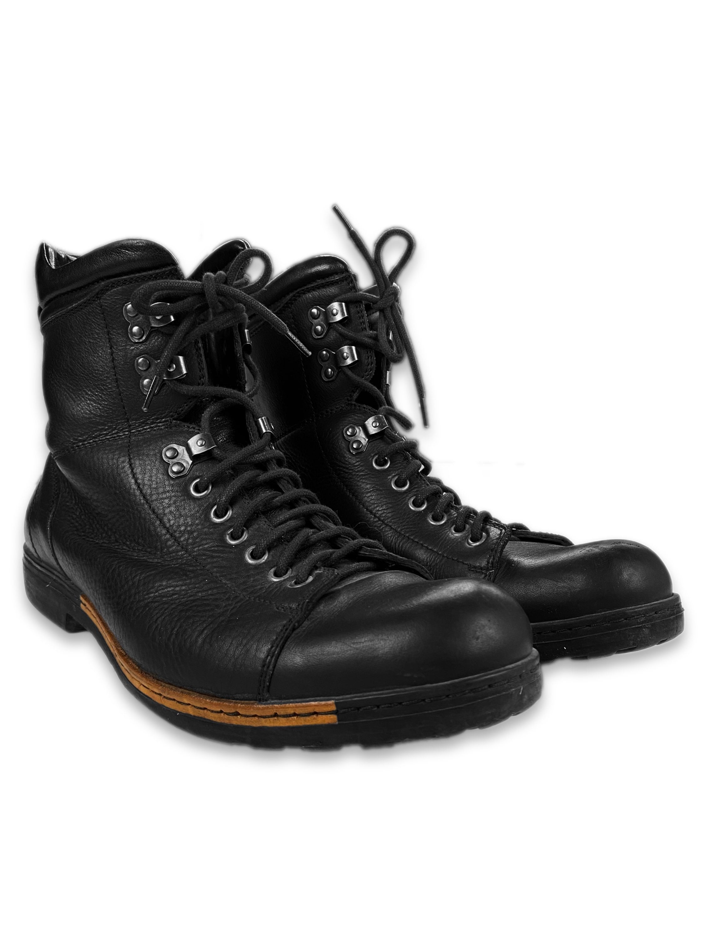 00s Dolce & Gabbana Black Calfskin Leather Combat Boots